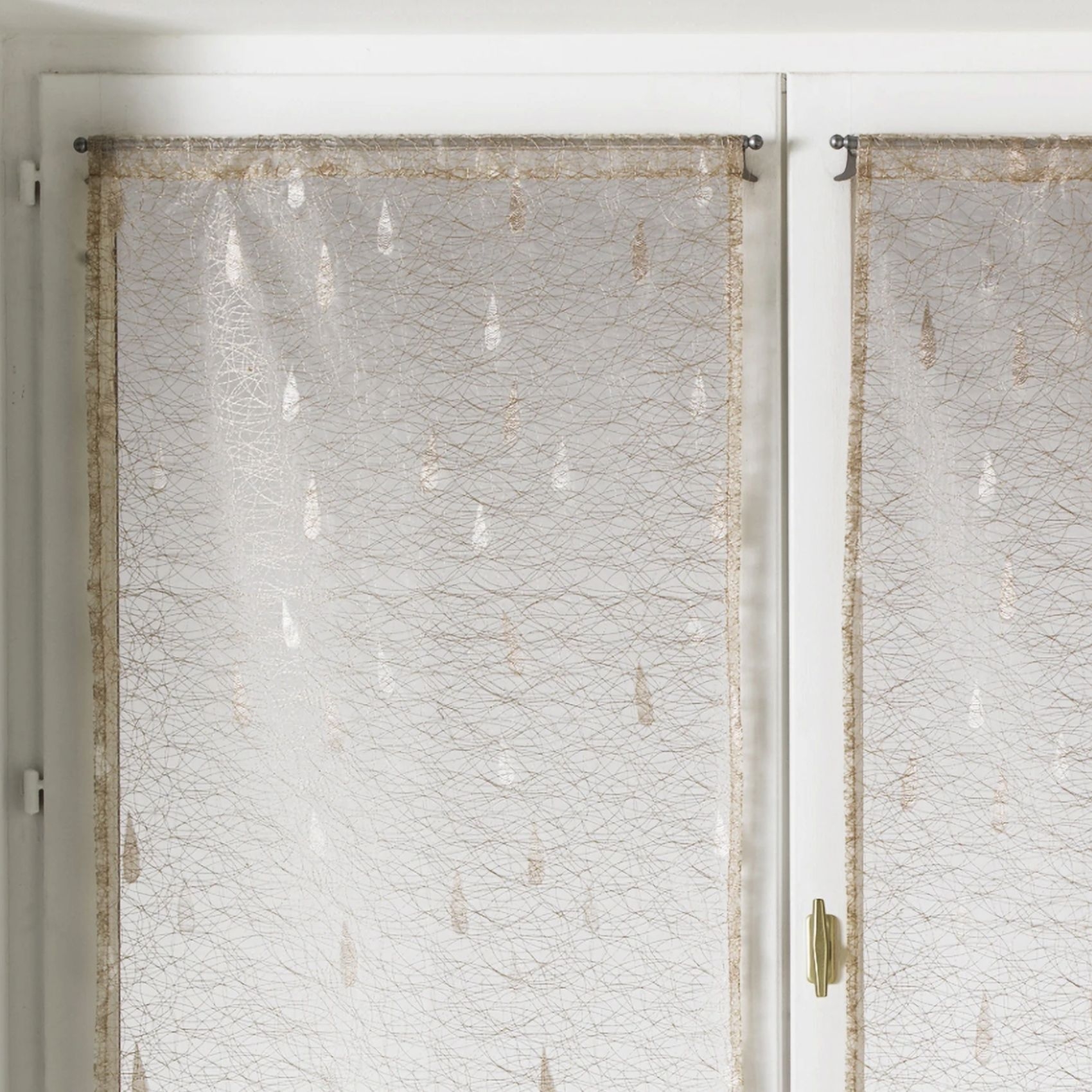 Paire de petits voilages Organza et Jacquard à motifs gouttes — vue 6