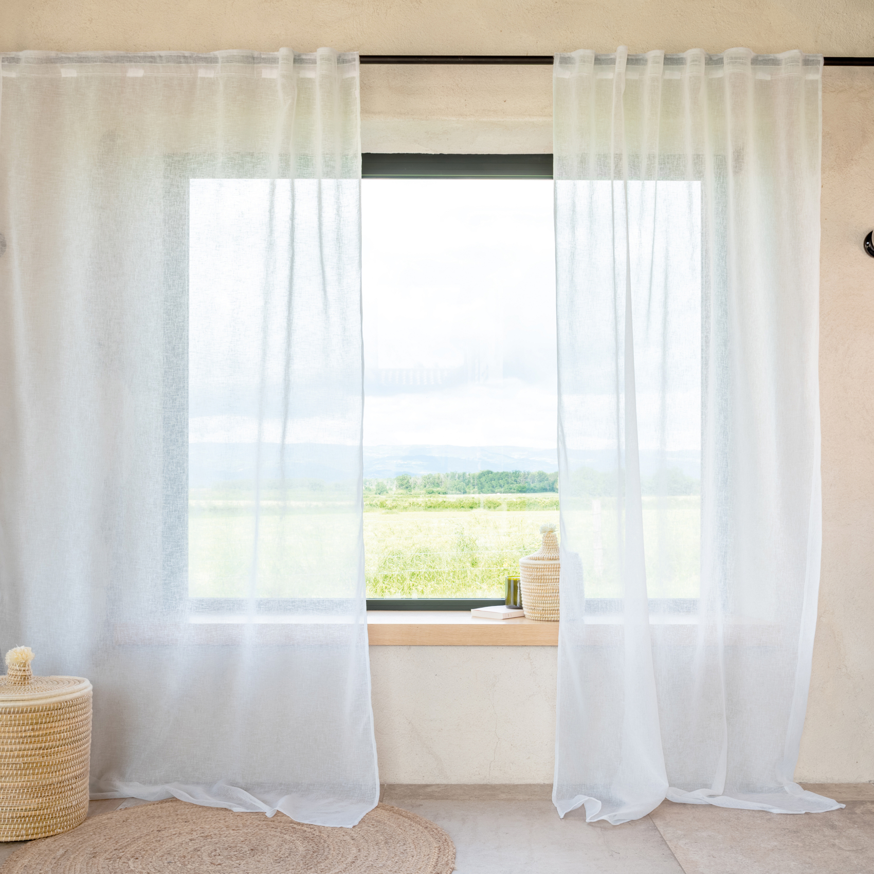 Voilage passants cachés effet lin