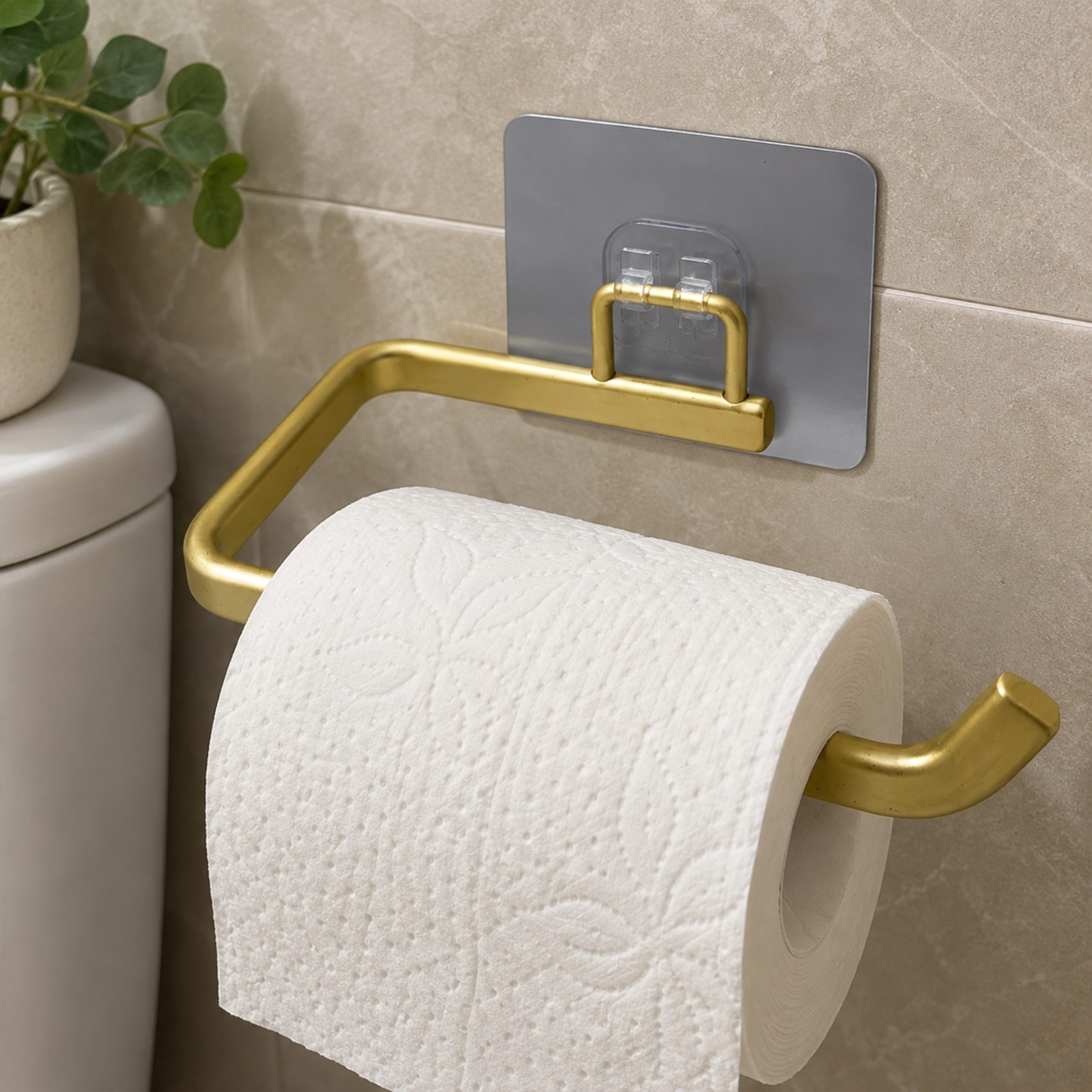 Porte-papier WC adhésif en aluminium sans perçage — vue 3