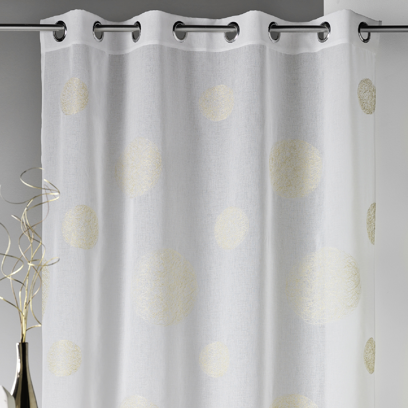 Voilage en Etamine Brodé ronds fils lurex brillants — vue 5