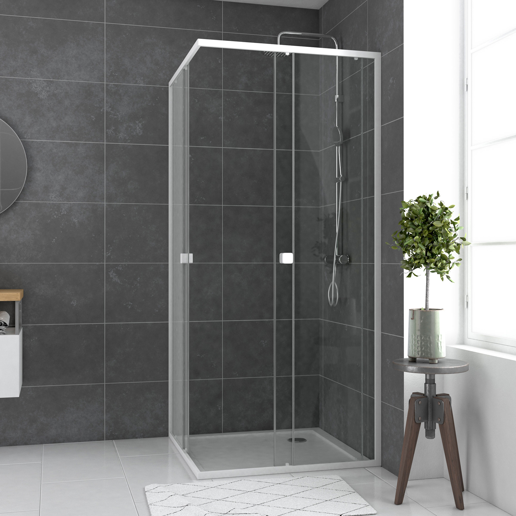 Paroi de douche carrée extensible — vue 3