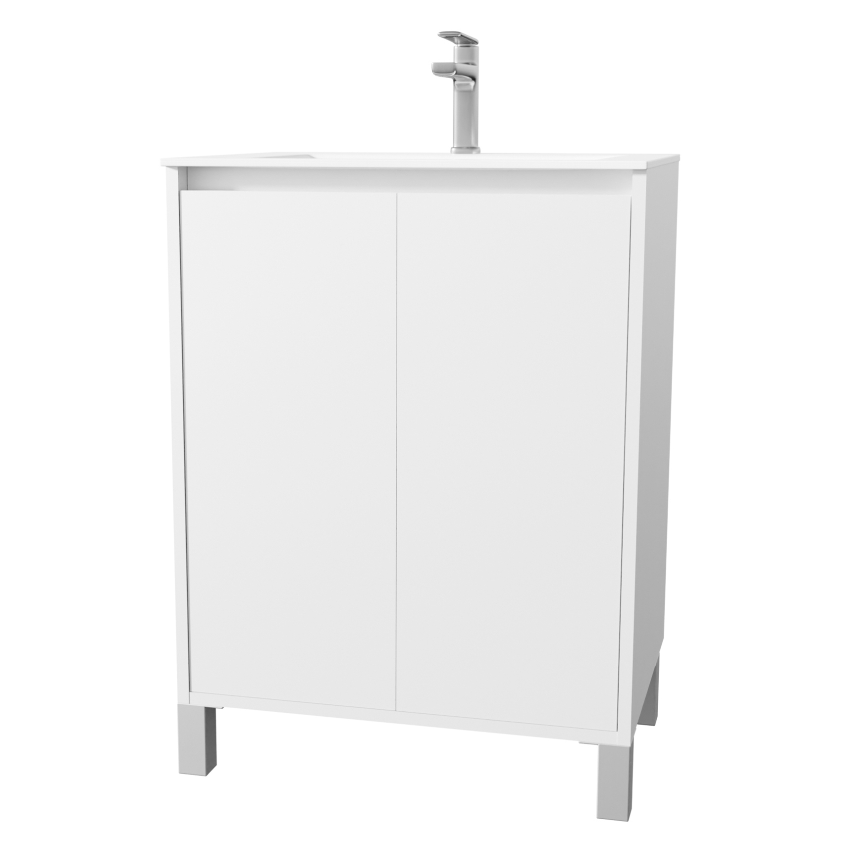 Meuble de salle de bains sur pieds avec 2 portes et vasque