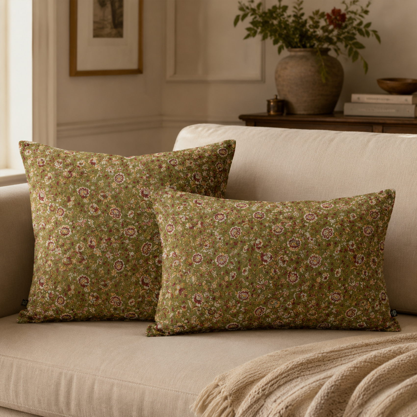 Housse de coussin floral en lin lavé SAMARA HAOMY — vue 4