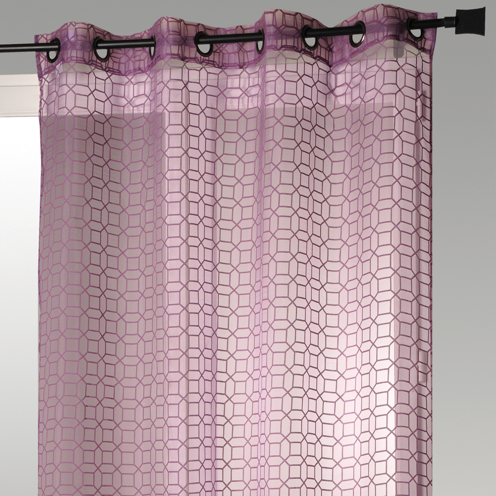 Voilage en Organza Dévoré avec Motifs Géométriques