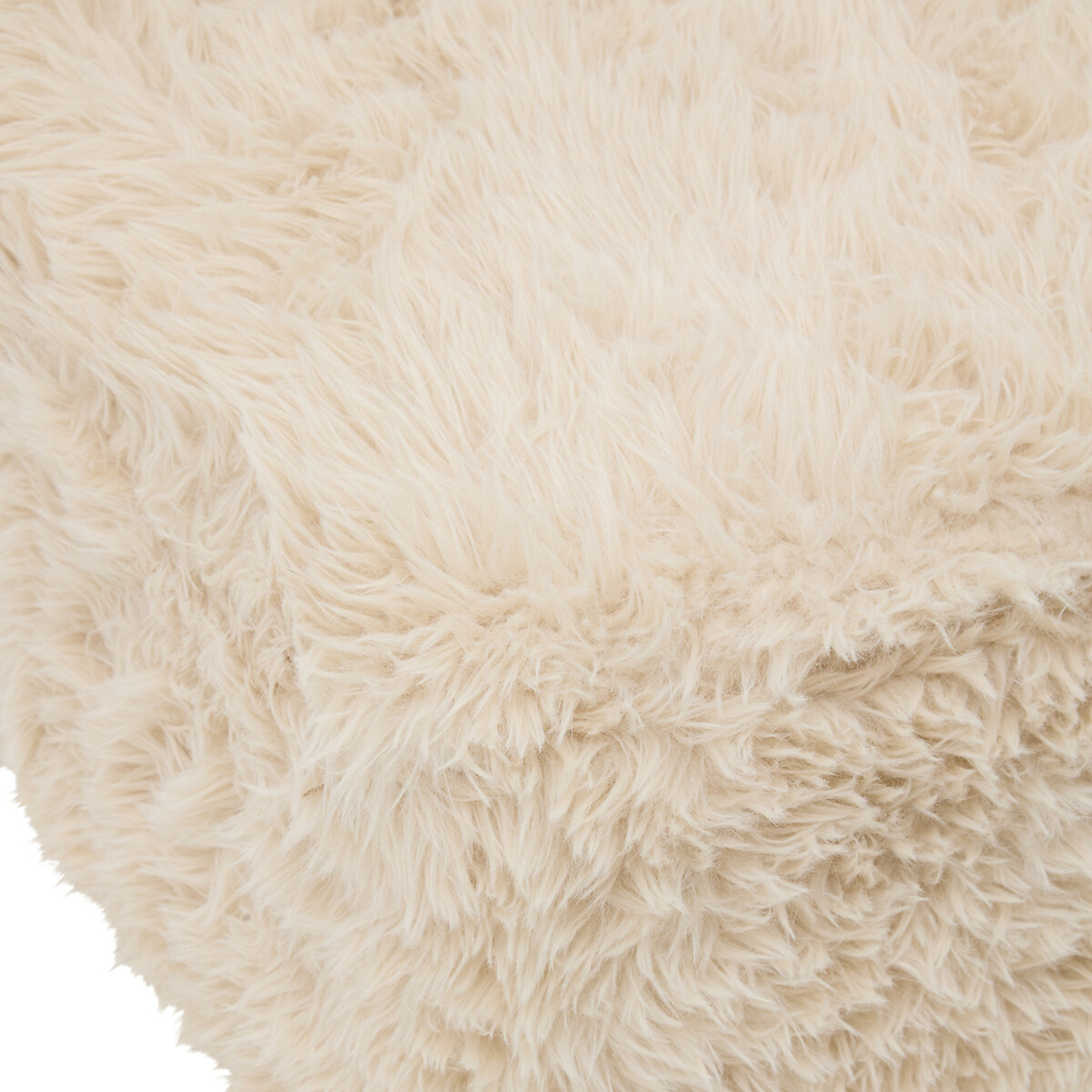 Pouf carré à poils longs avec pieds en pin — vue 4