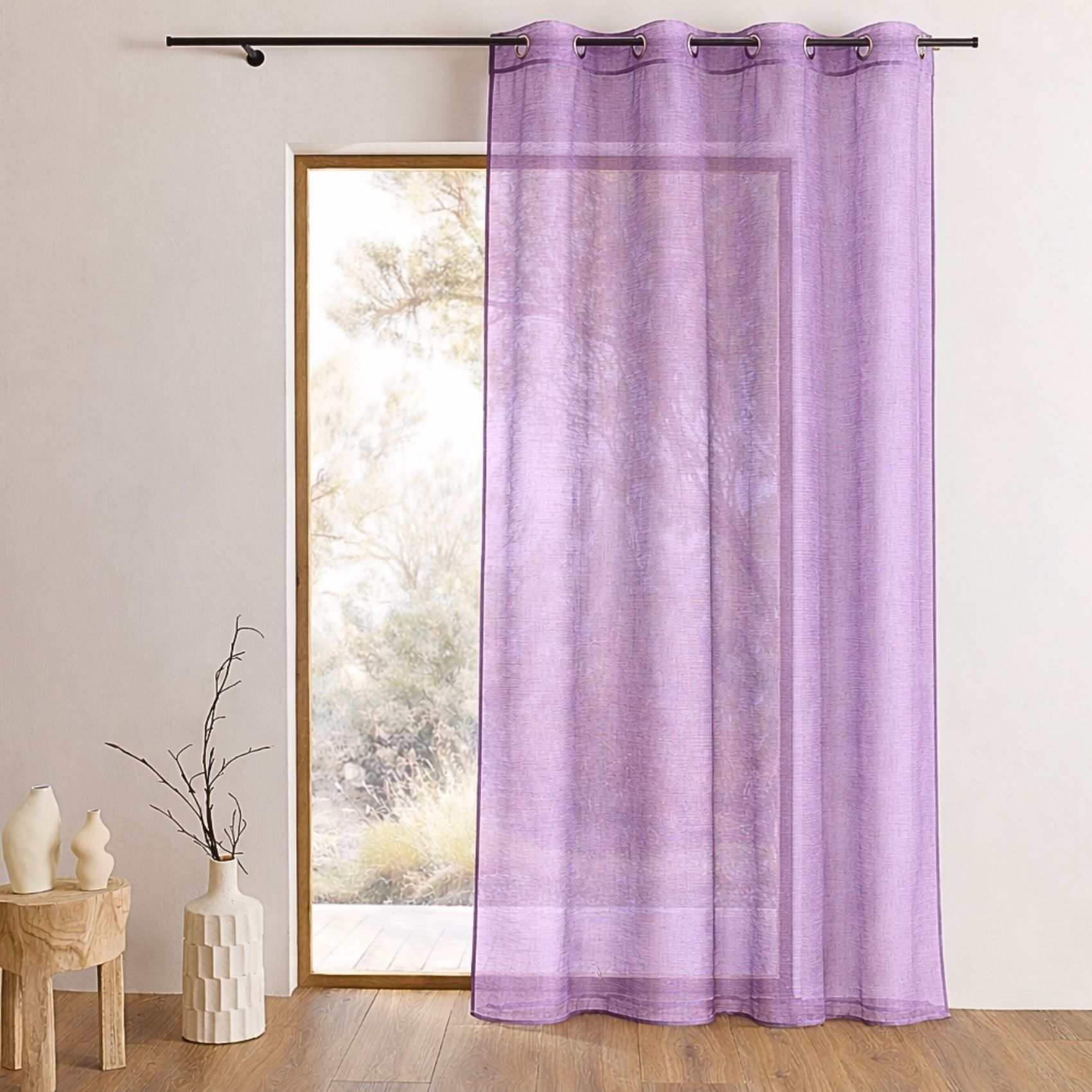 Voilage organza à fines rayures horizontales — vue 5