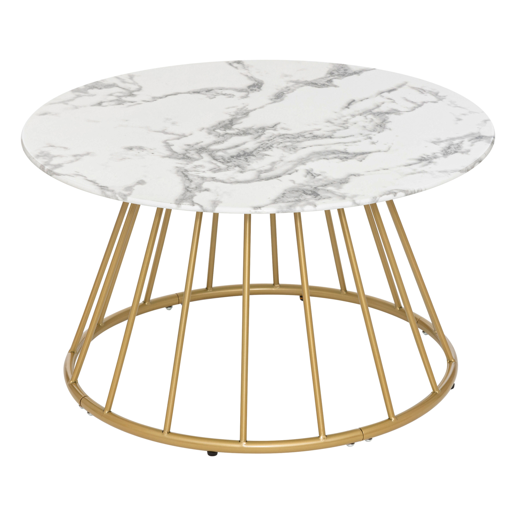Table basse ronde en verre trempé effet marbre