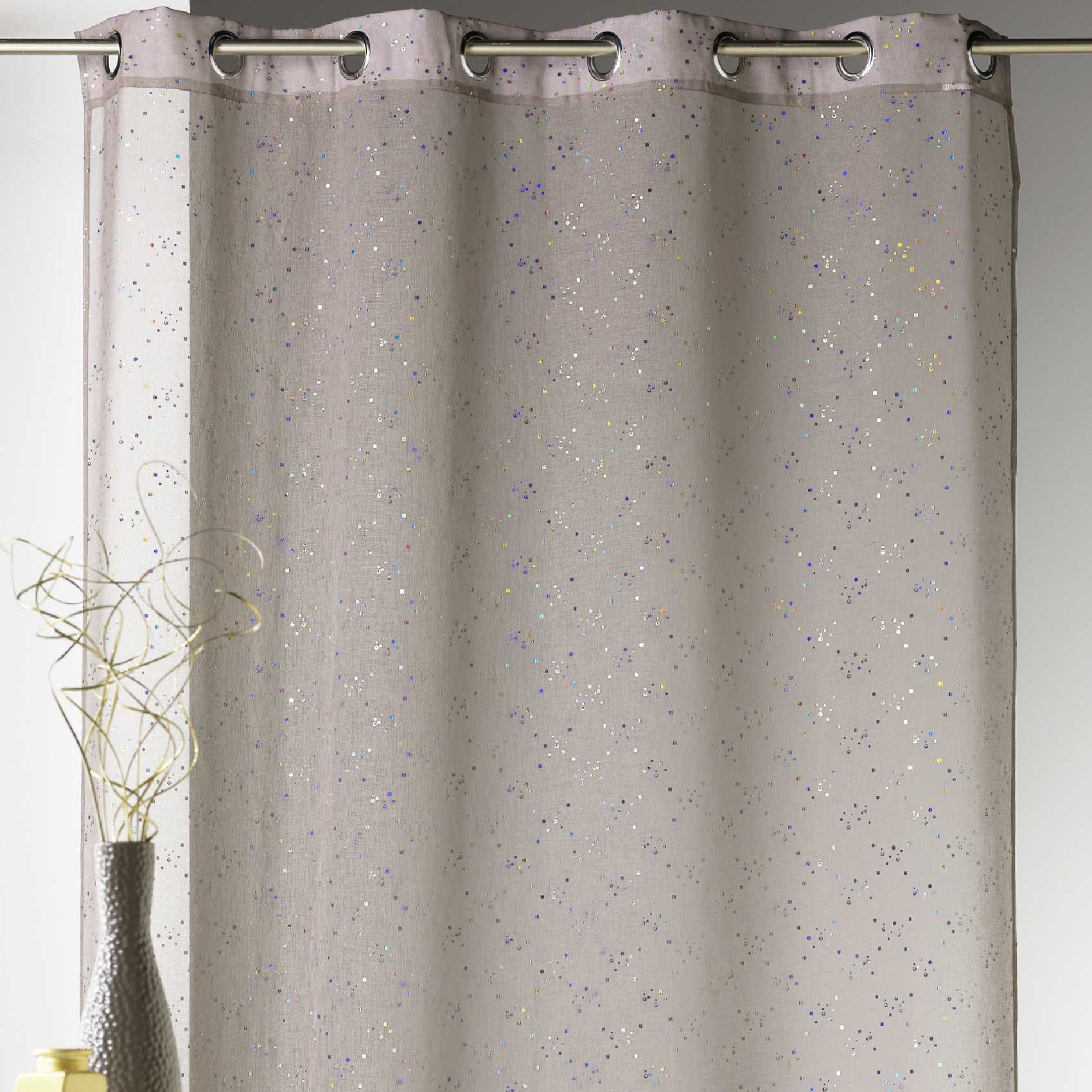 Voilage en étamine imprimé petits points colorés — vue 3