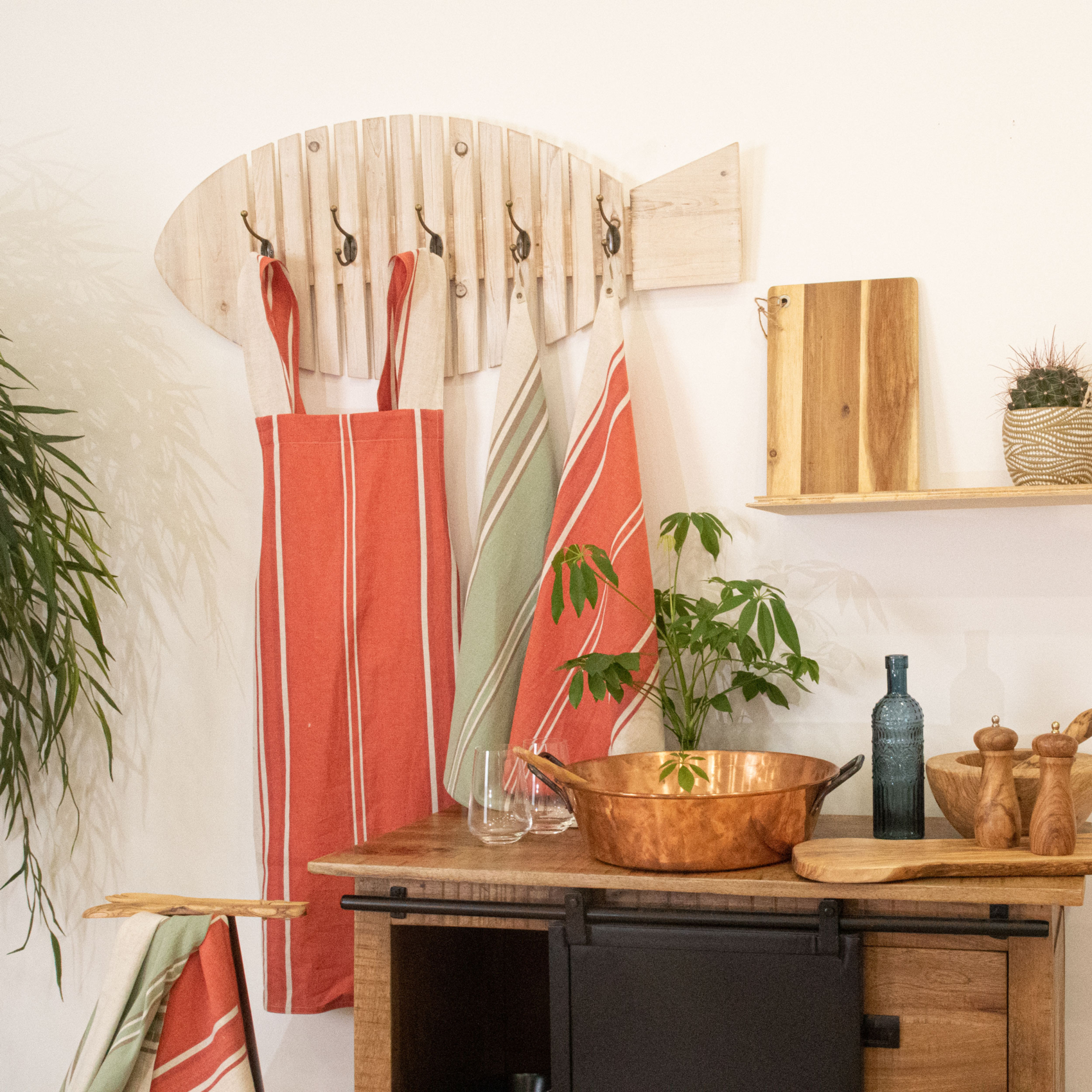 Torchon en coton et lin à rayures — vue 6