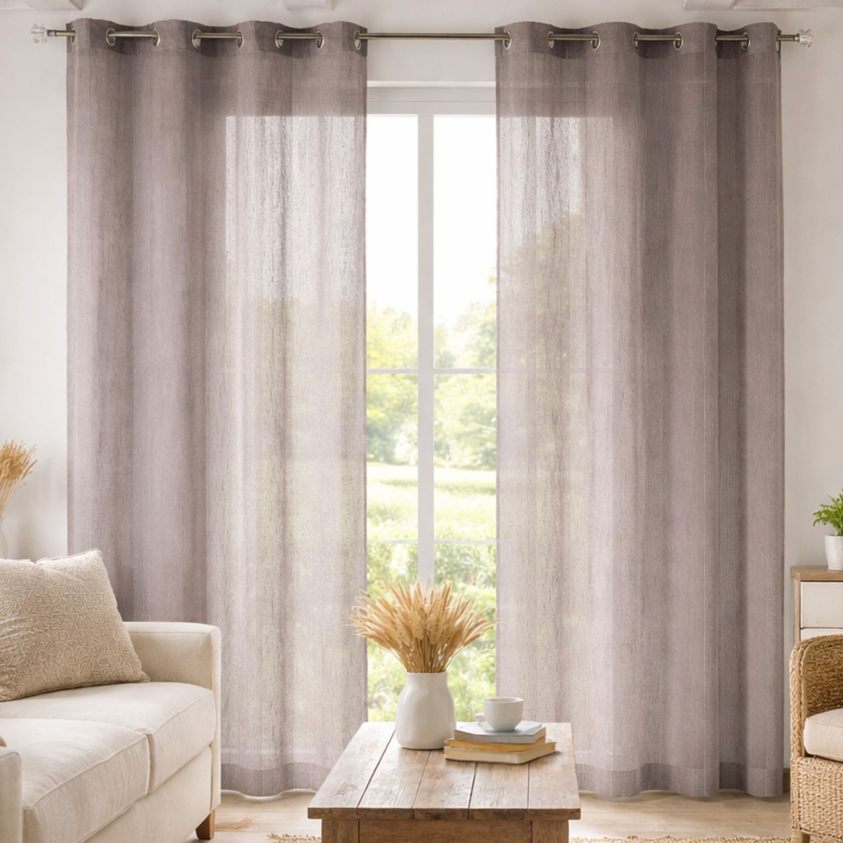 Voilage rayures brodées ton sur ton