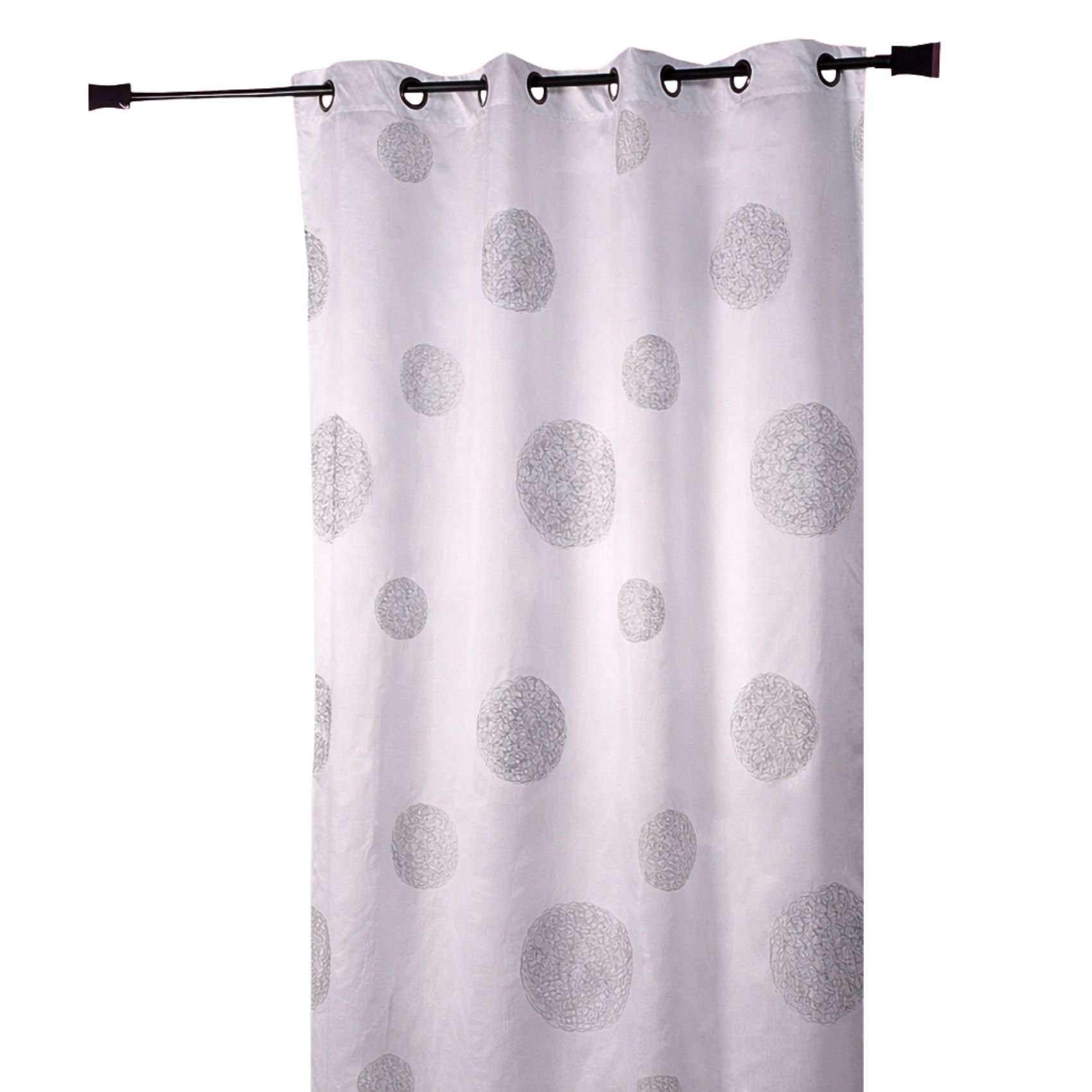 Rideau Blanc en Shantung Brodé 'Ronds Mêlés' — vue 3