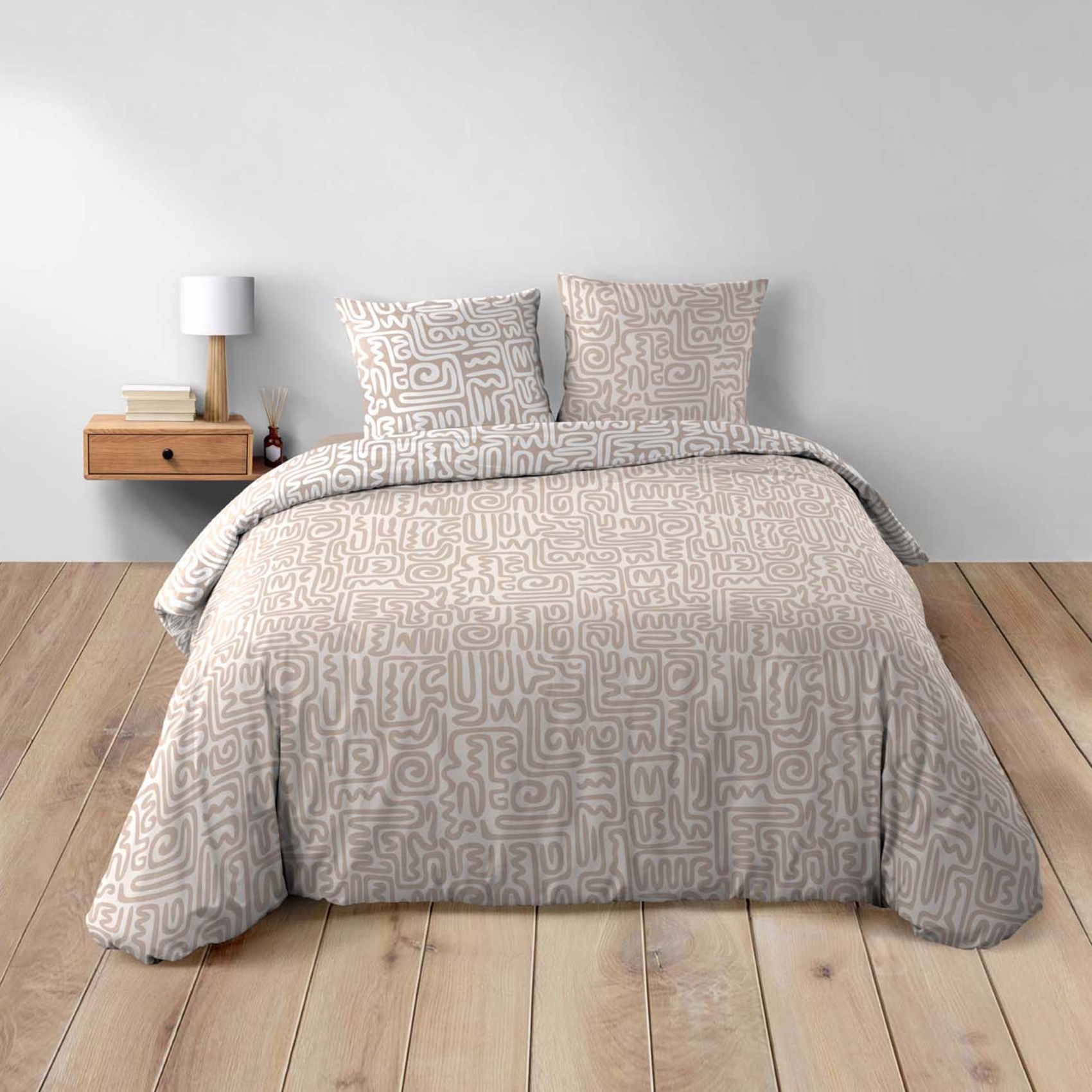 Parure de lit 3 pièces en coton à motif géométrique housse + taies — vue 6