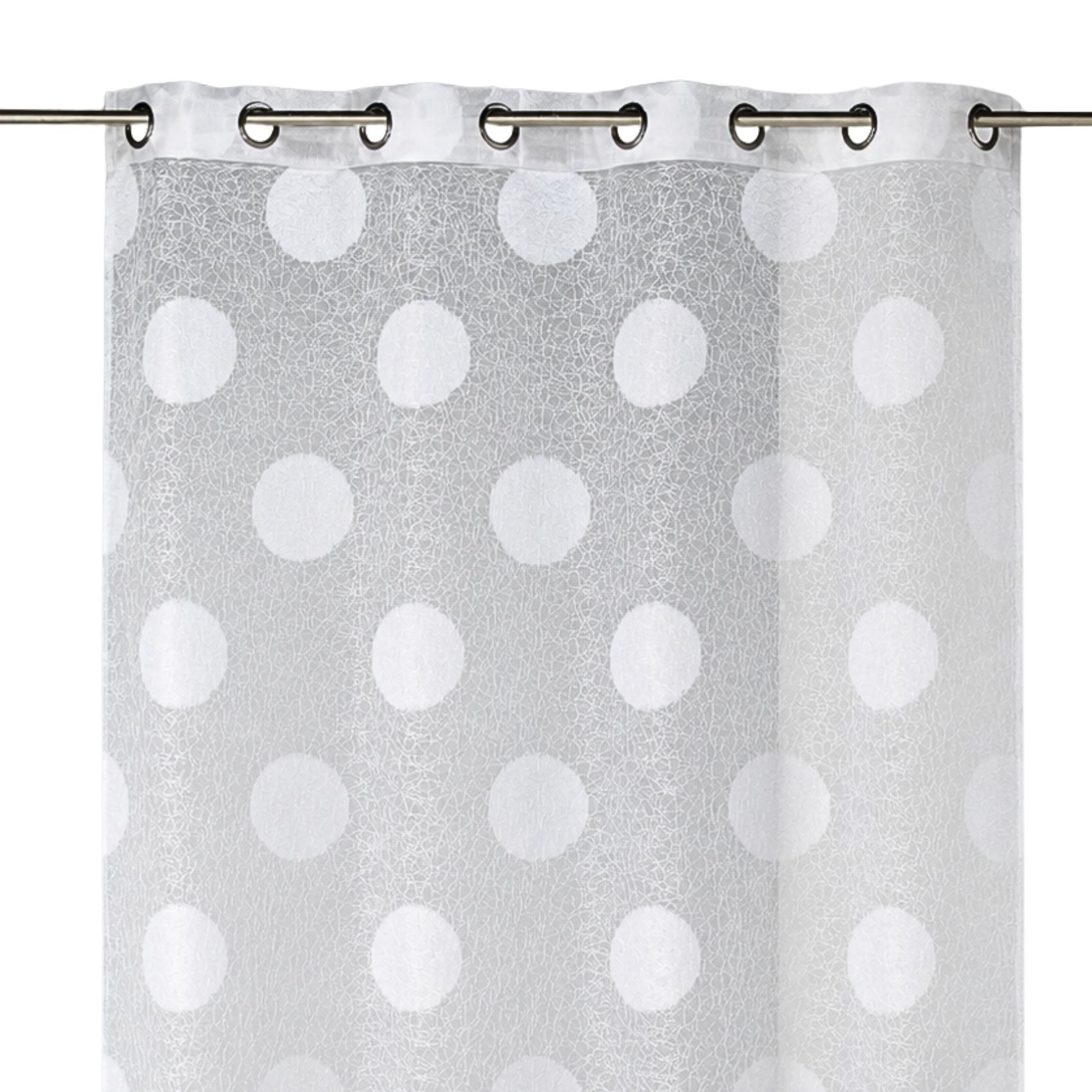 Voilage organza jacquard brodé motif gros ronds — vue 4
