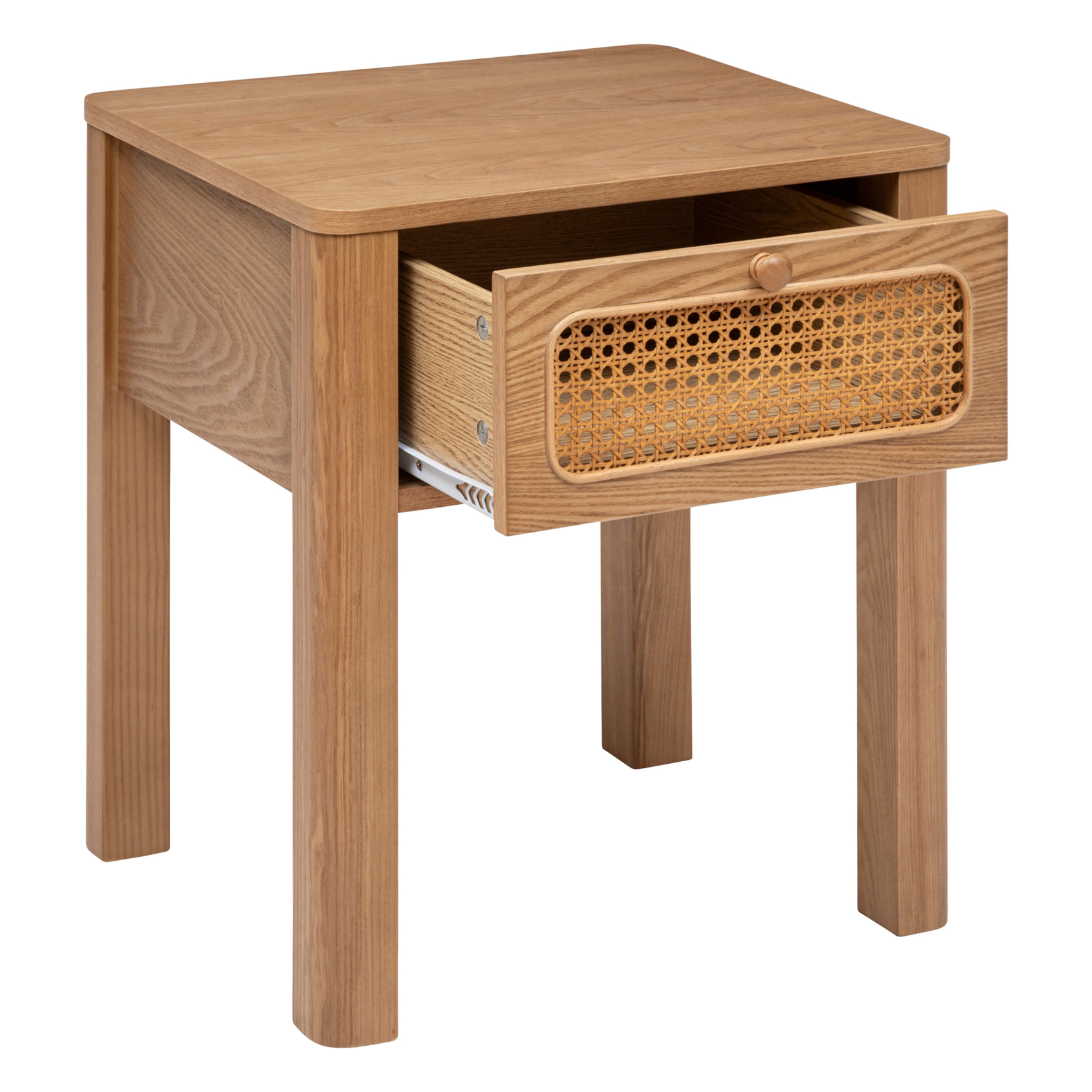 Table de chevet en bois avec tiroir cannage — vue 5