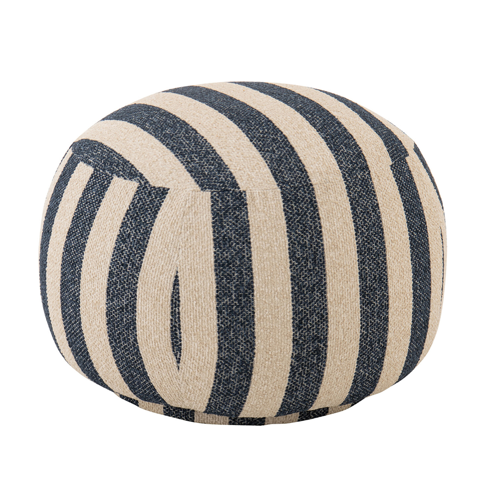 Pouf rond en tissu rayé