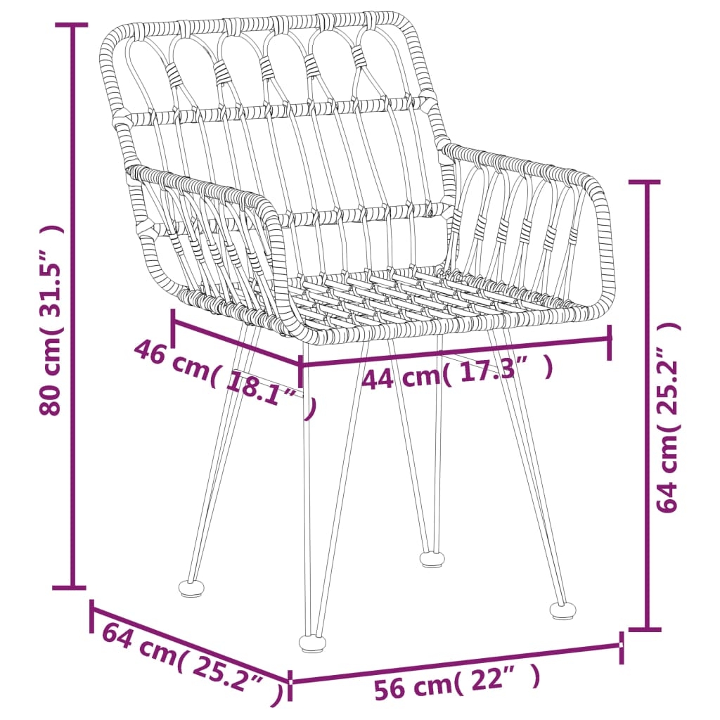 Lot de 2 chaises de jardin avec accoudoirs — vue 3