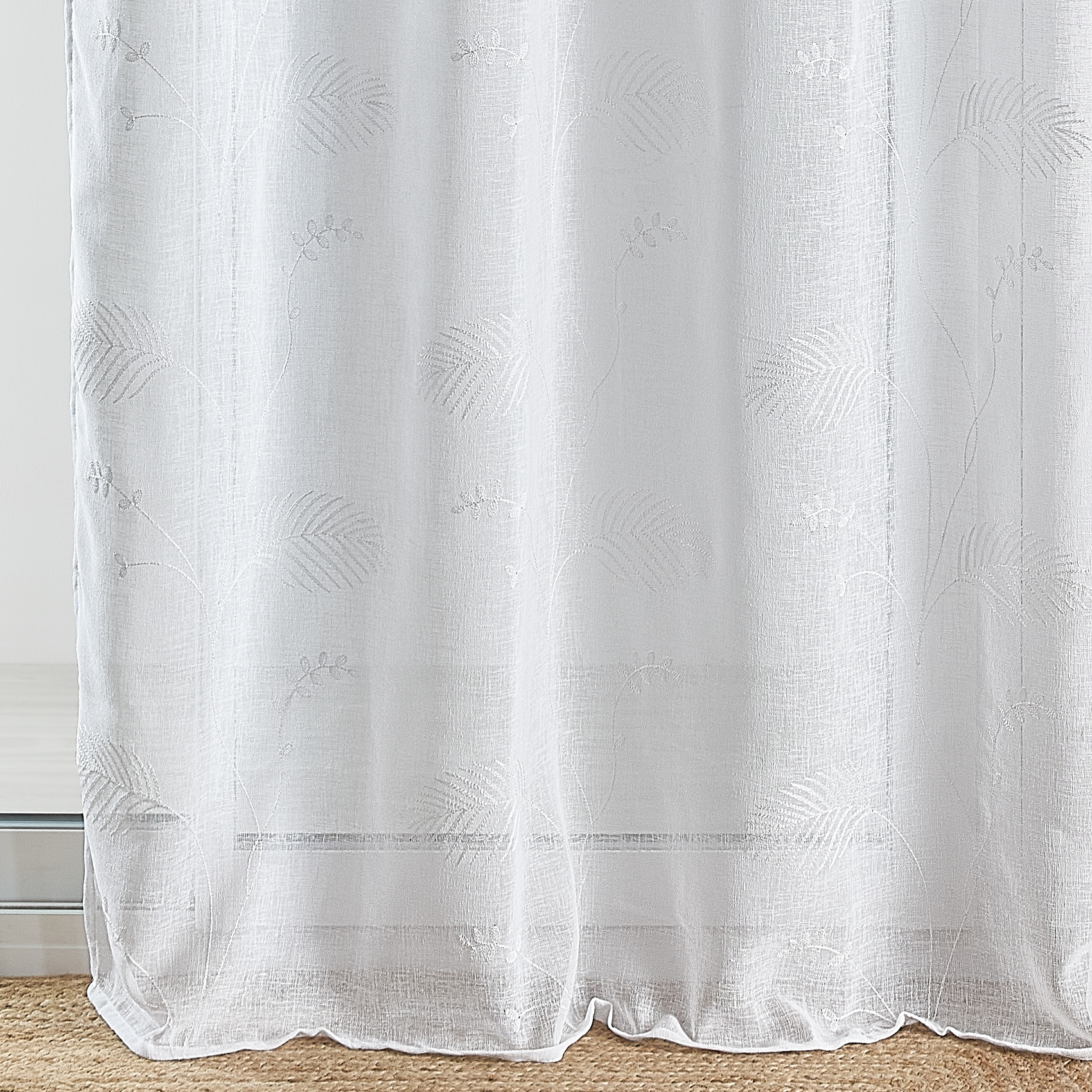 Voilage à oeillets brodé feuilles — vue 5