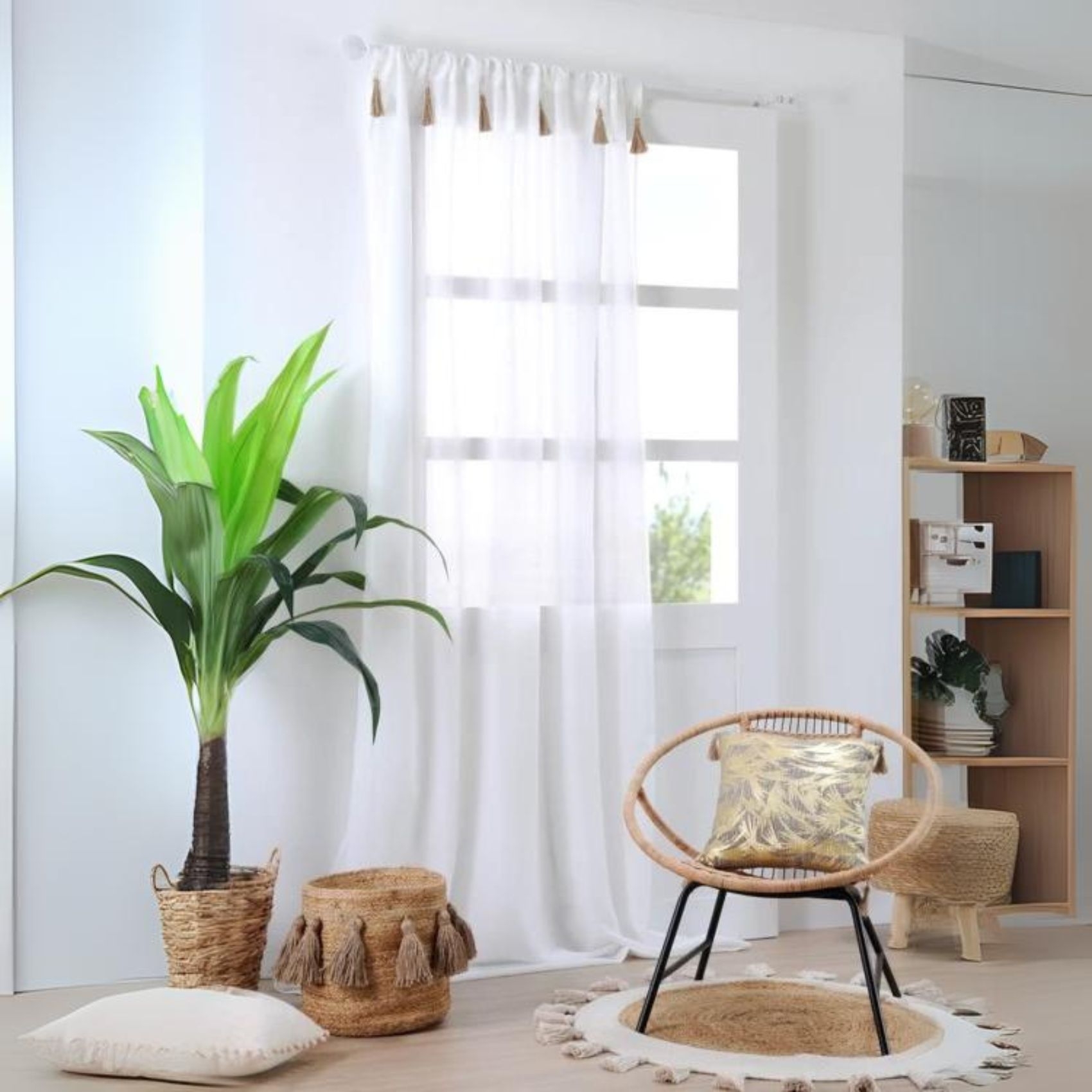 Voilage bohème à pompons en jute — vue 5