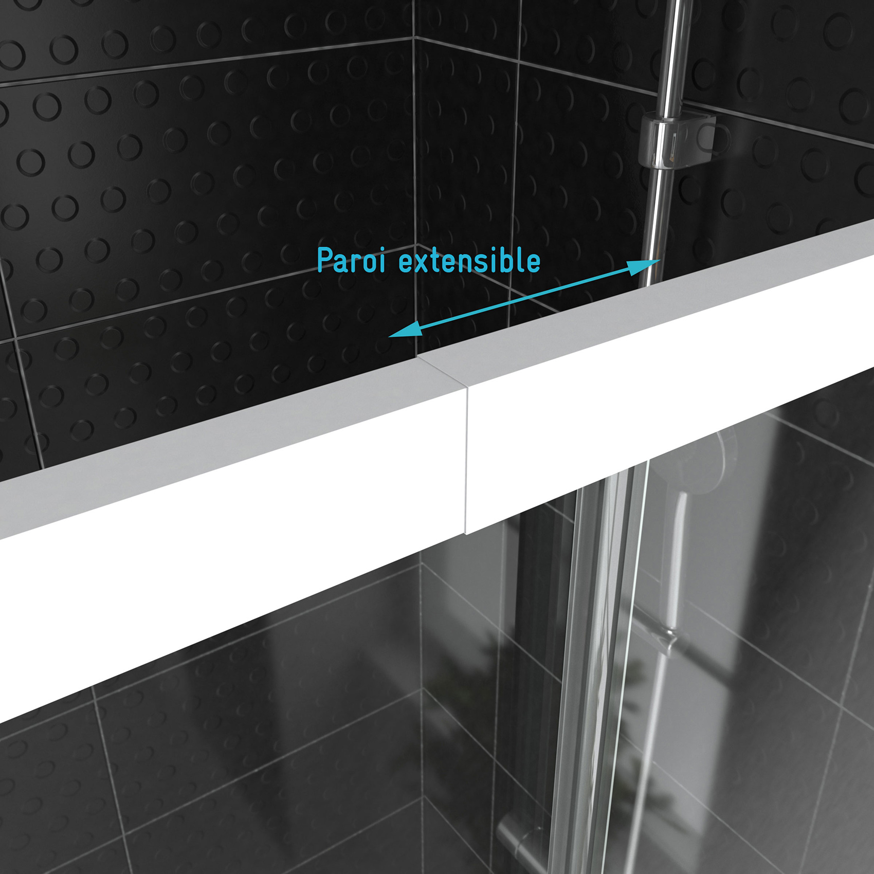 Paroi de douche carrée extensible — vue 4