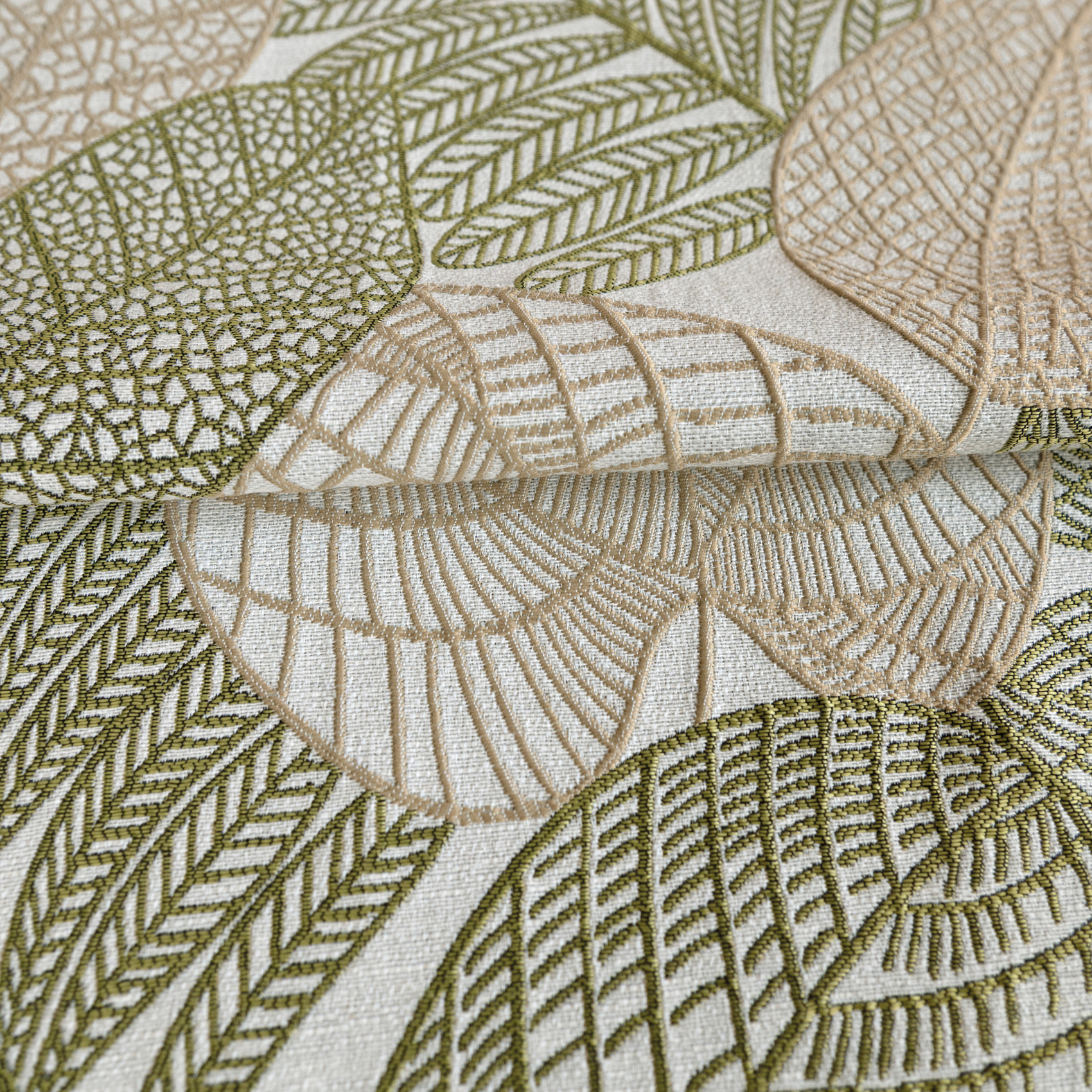Tissu d’ameublement jacquard en polycoton à motifs feuilles — vue 3