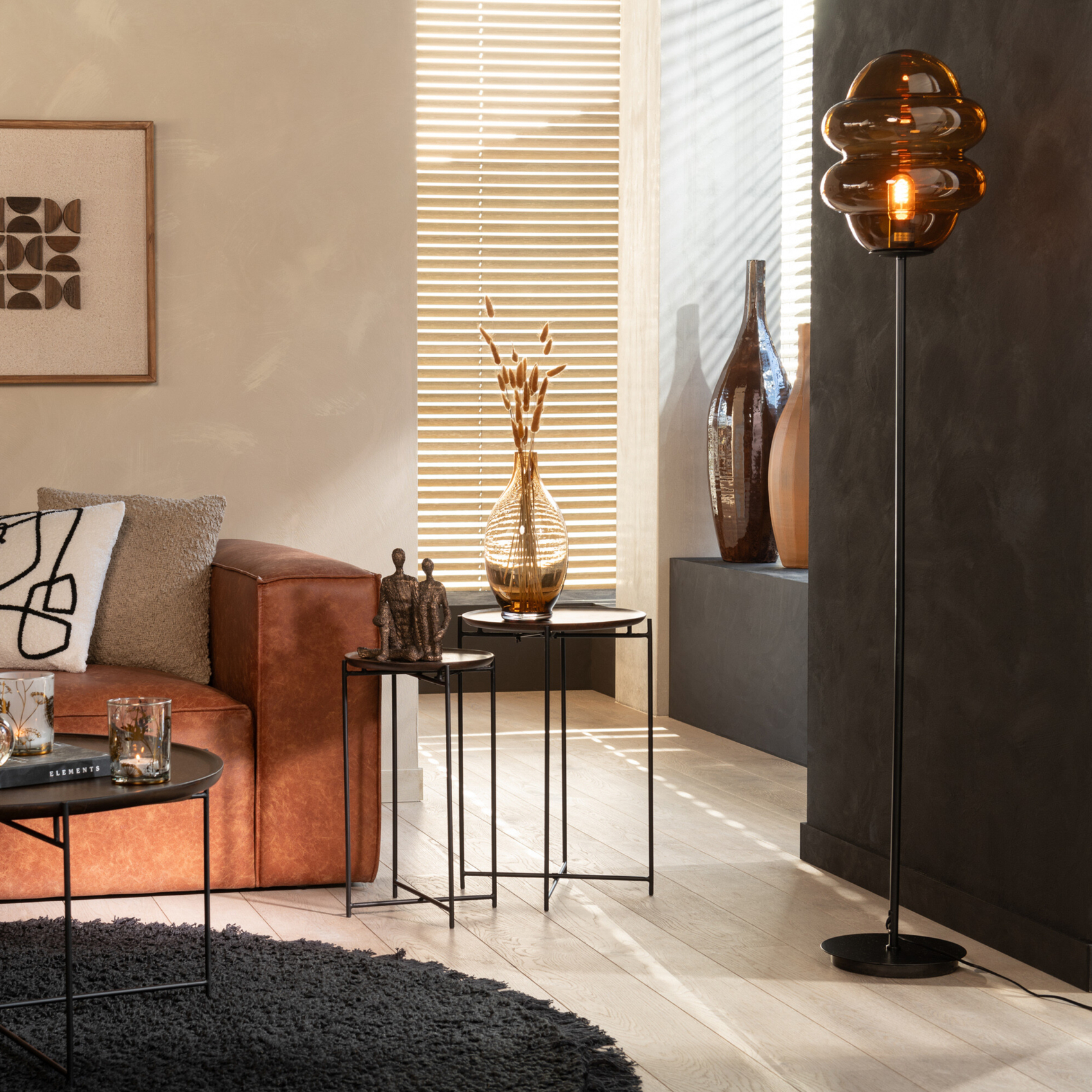 Lampadaire en verre fumé design vintage — vue 4