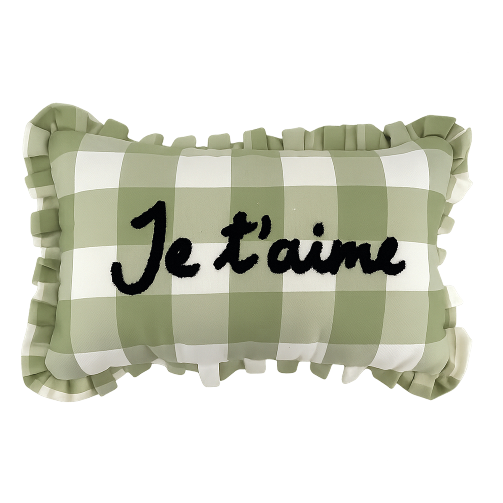 Coussin rectangulaire à carreaux Je t'aime — vue 6