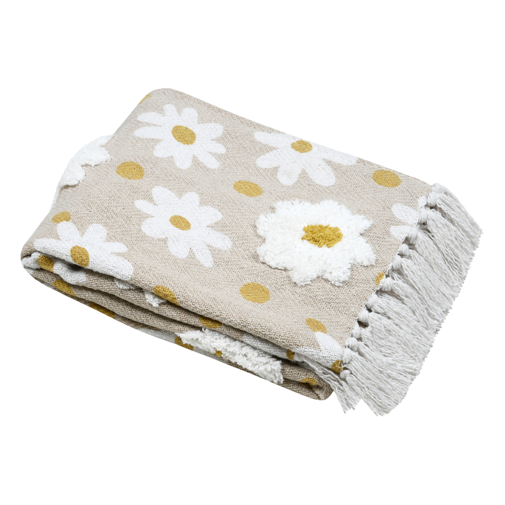 Plaid décoratif imprimé marguerites en polycoton