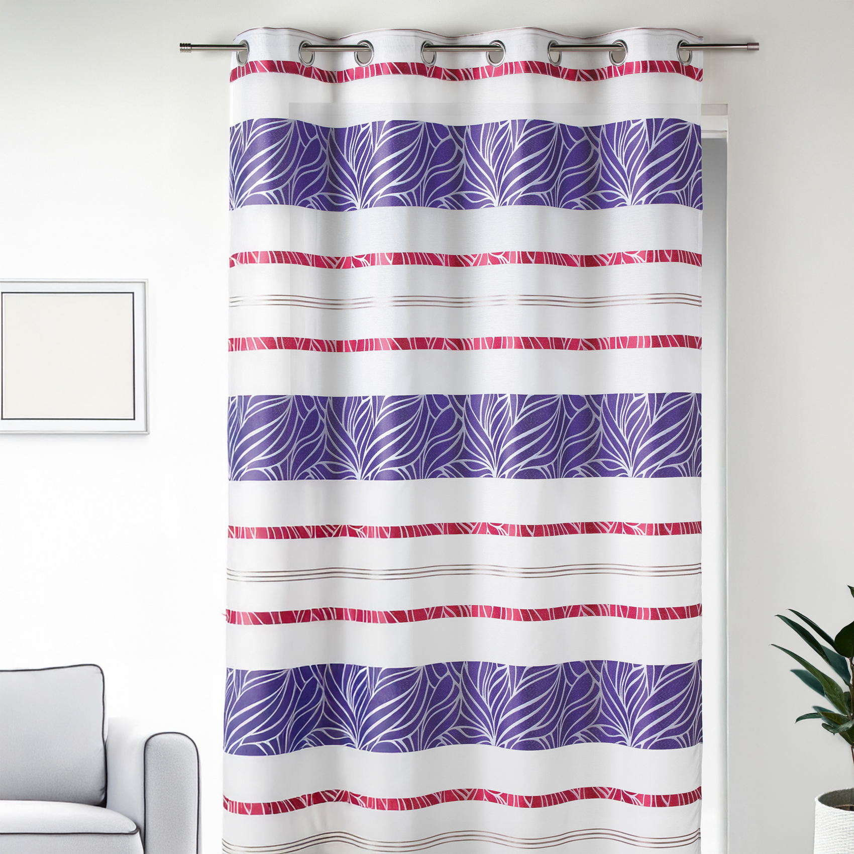 Voilage en jacquard à rayures horizontales colorées — vue 3