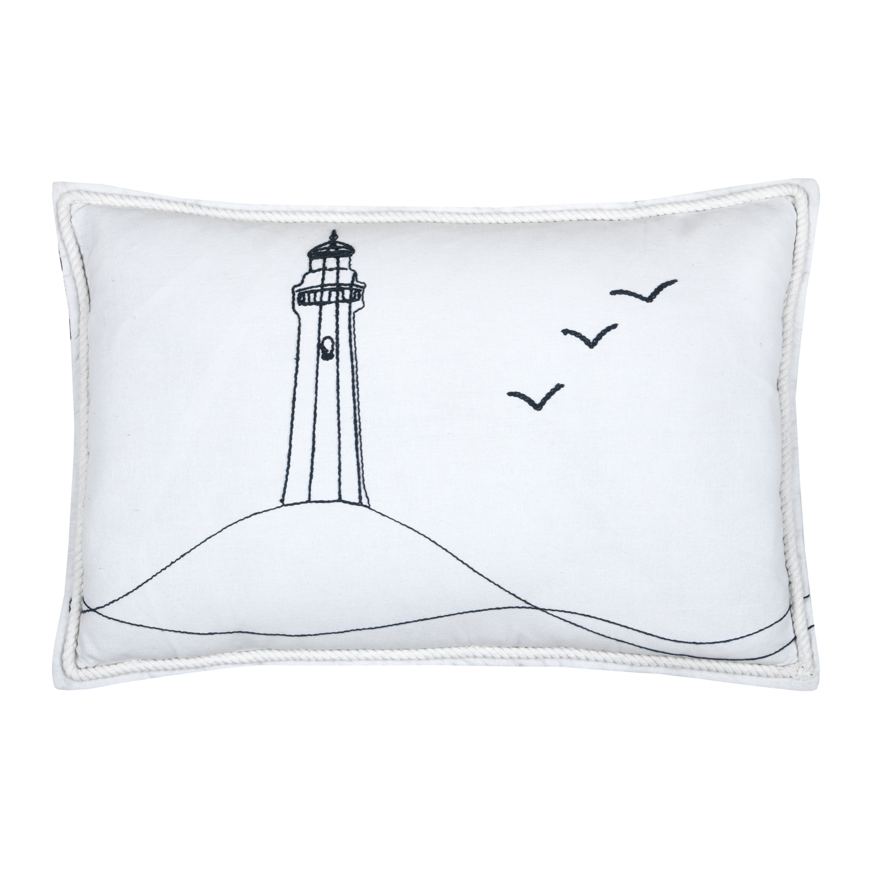 Coussin polycoton brodé style bord de mer
