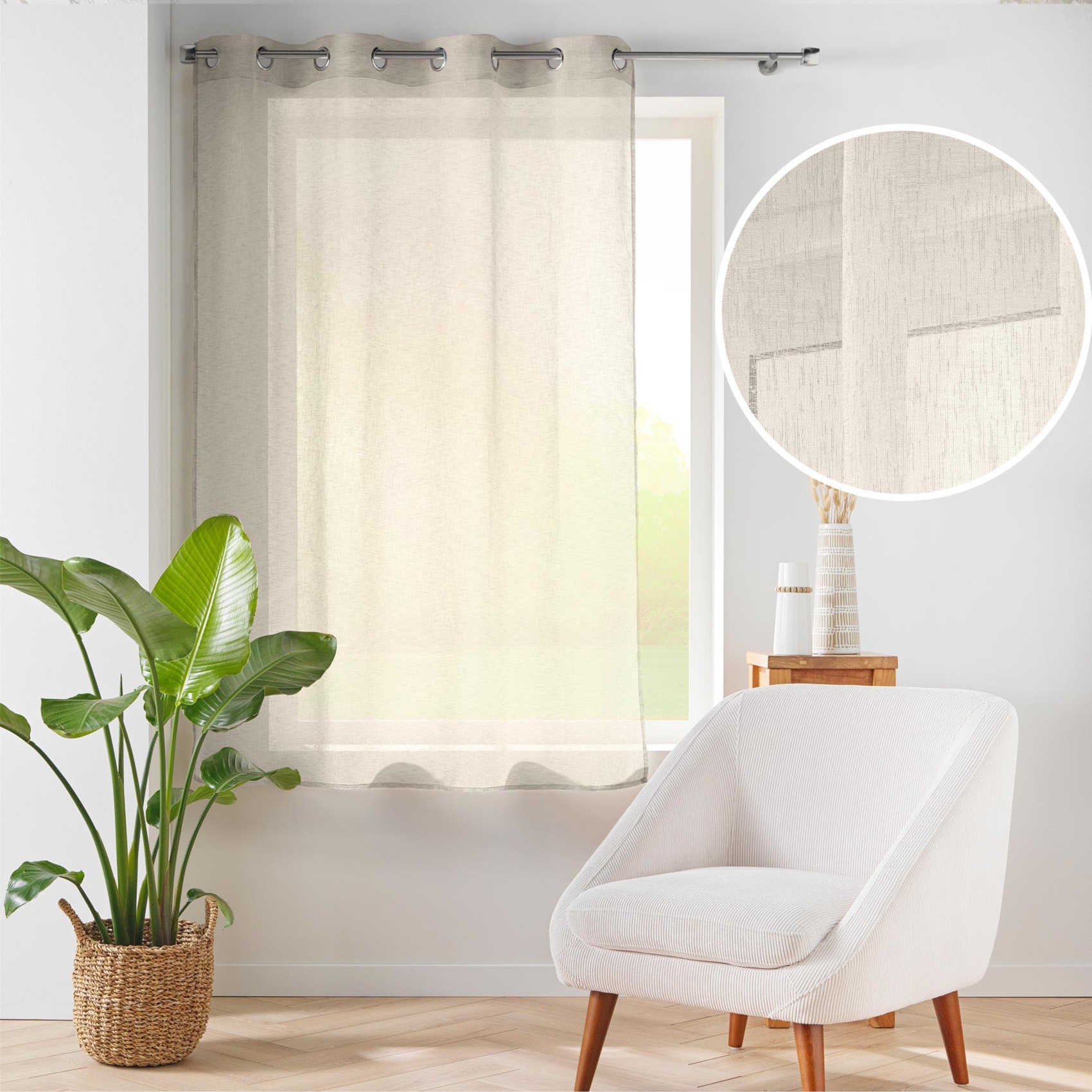 Voilage court à œillets en voile tissé — vue 4