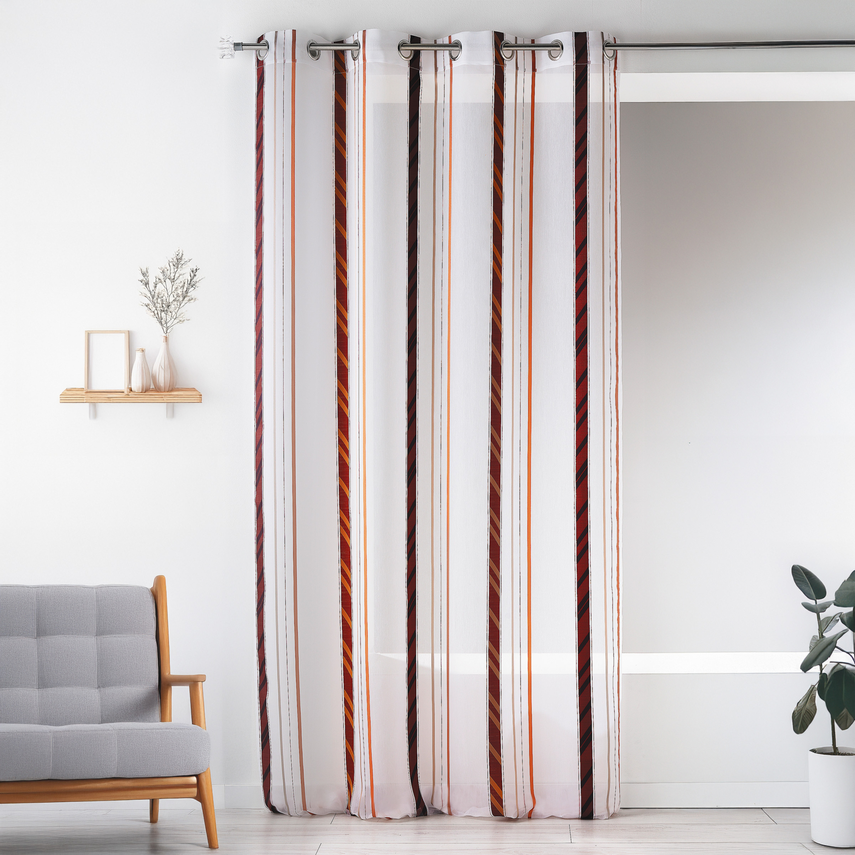 Voilage fantaisie en organza à rayures verticales — vue 4