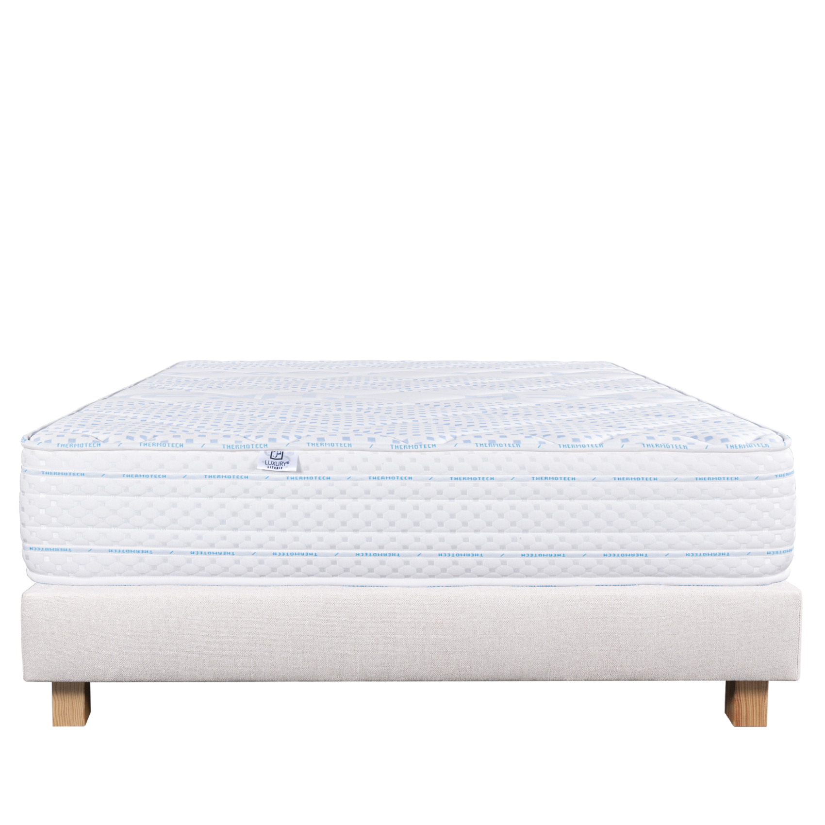 Ensemble matelas mémoire de forme 24 cm avec  sommier beige