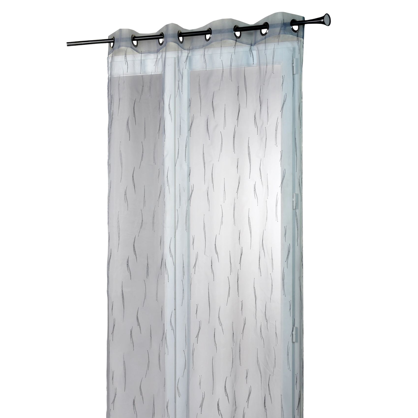 Voilage gris organza brodé motif de brindilles — vue 4