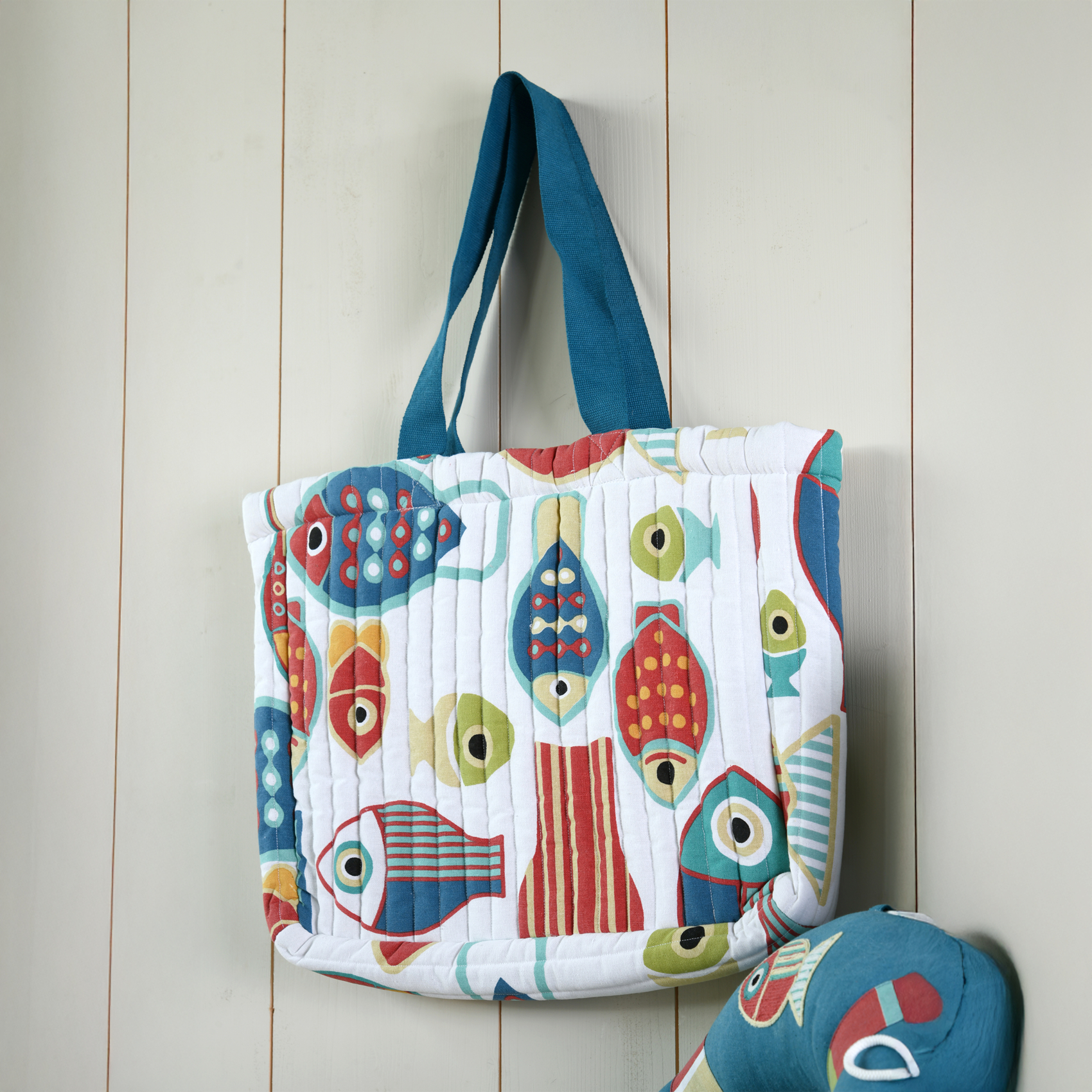 Sac cabas polycoton matelassé motif poissons — vue 4