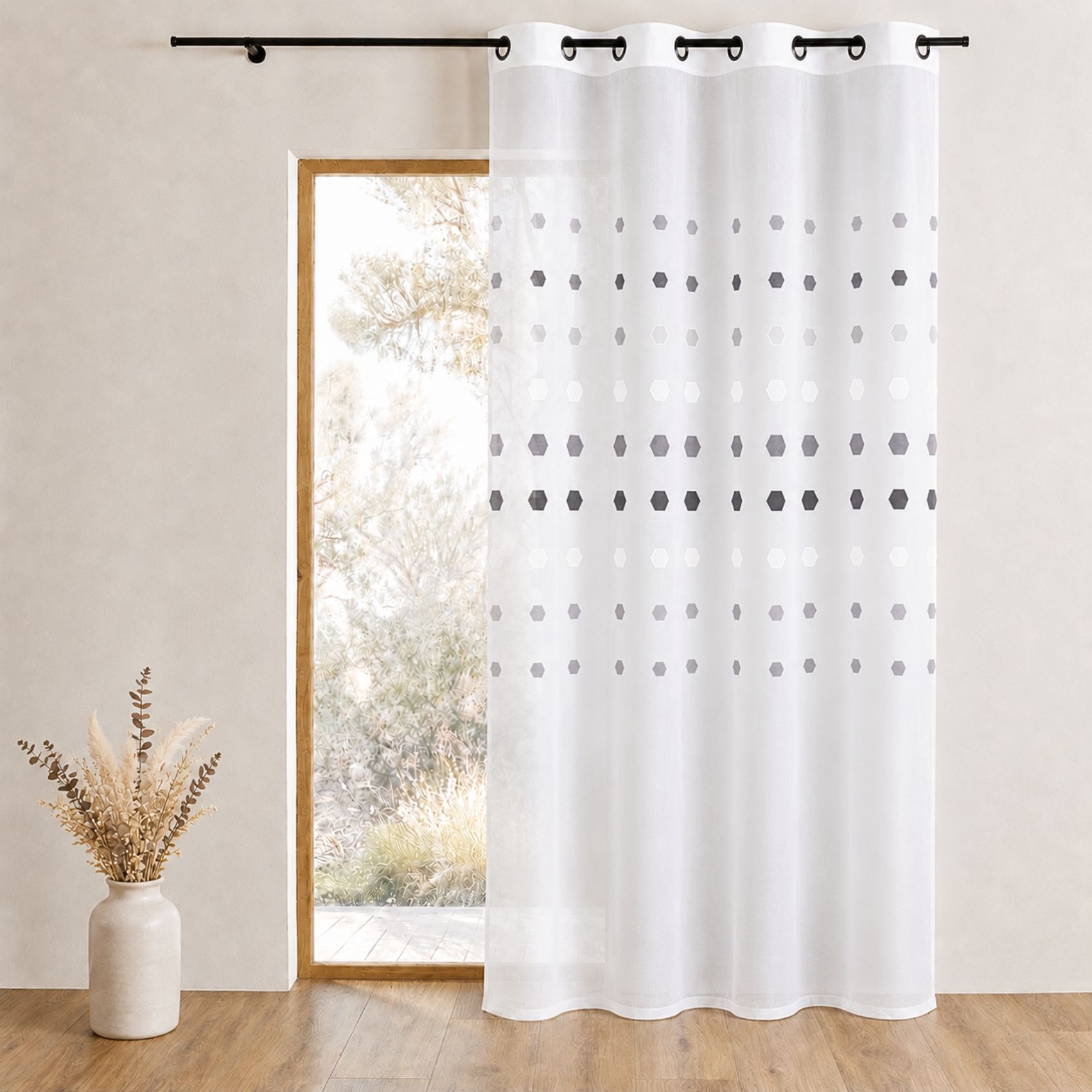 Voilage organza à pois géométriques