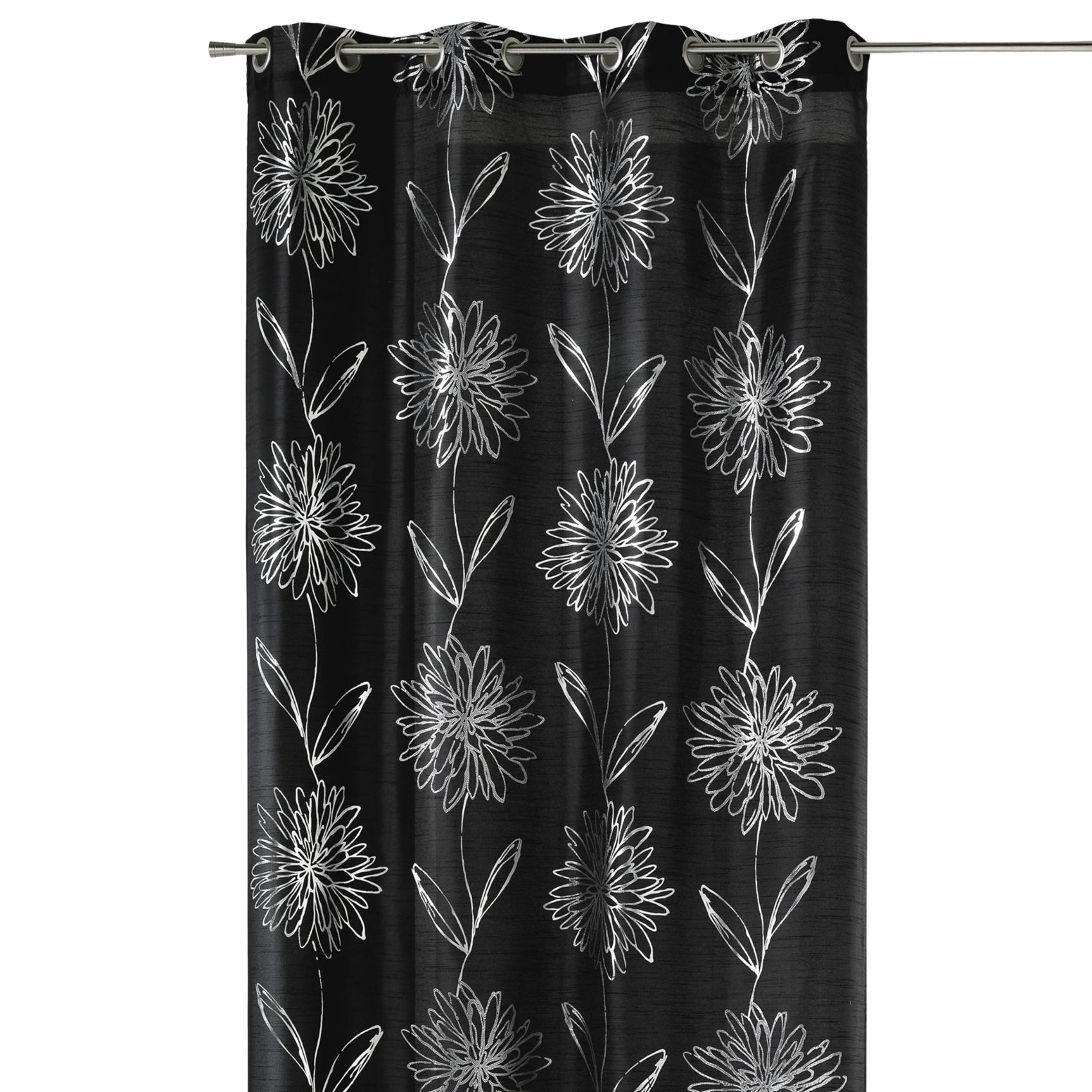 Rideau noir fleurs argentées — vue 4