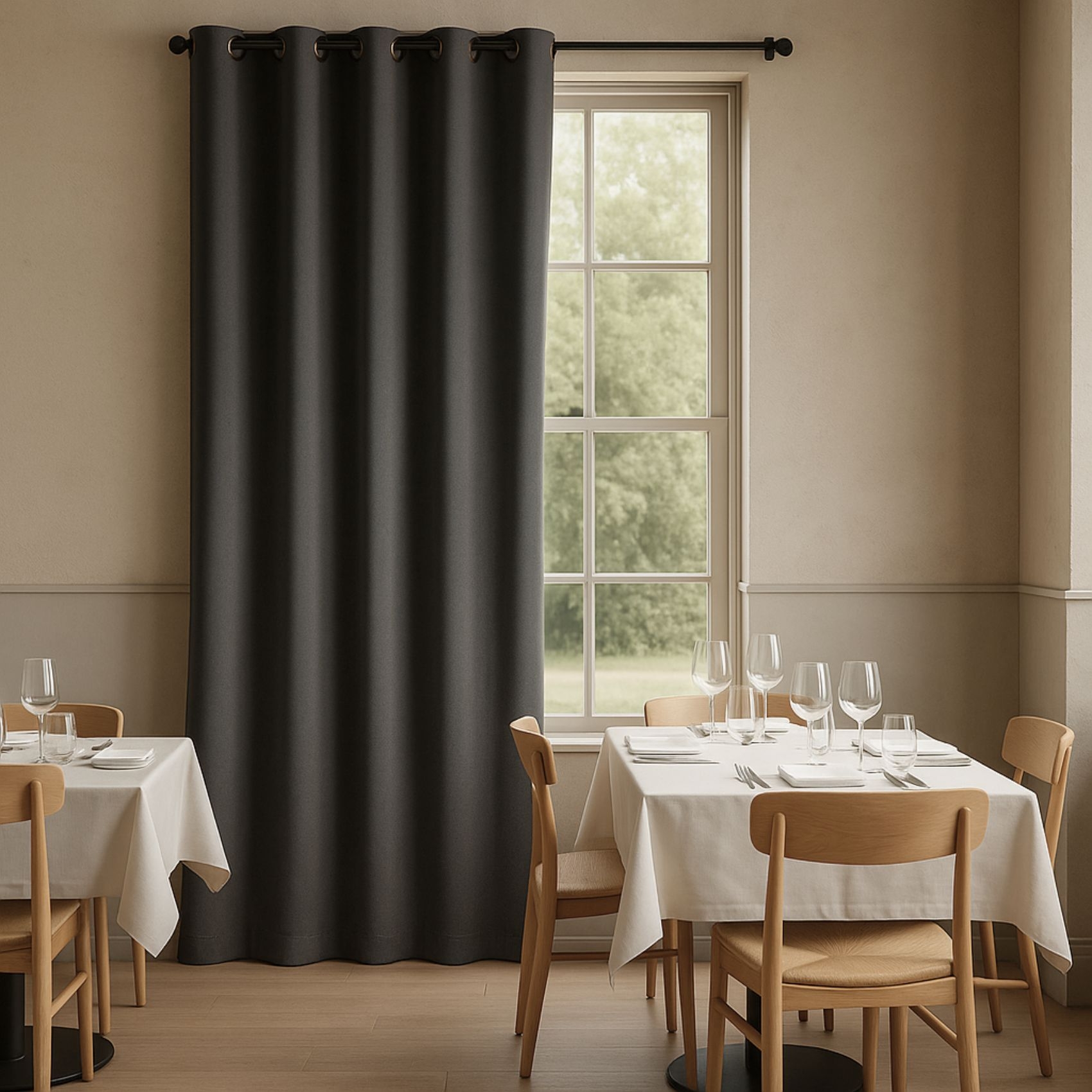 Rideau 100% Occultant Ignifugé M1 Non Feu Gris — vue 6