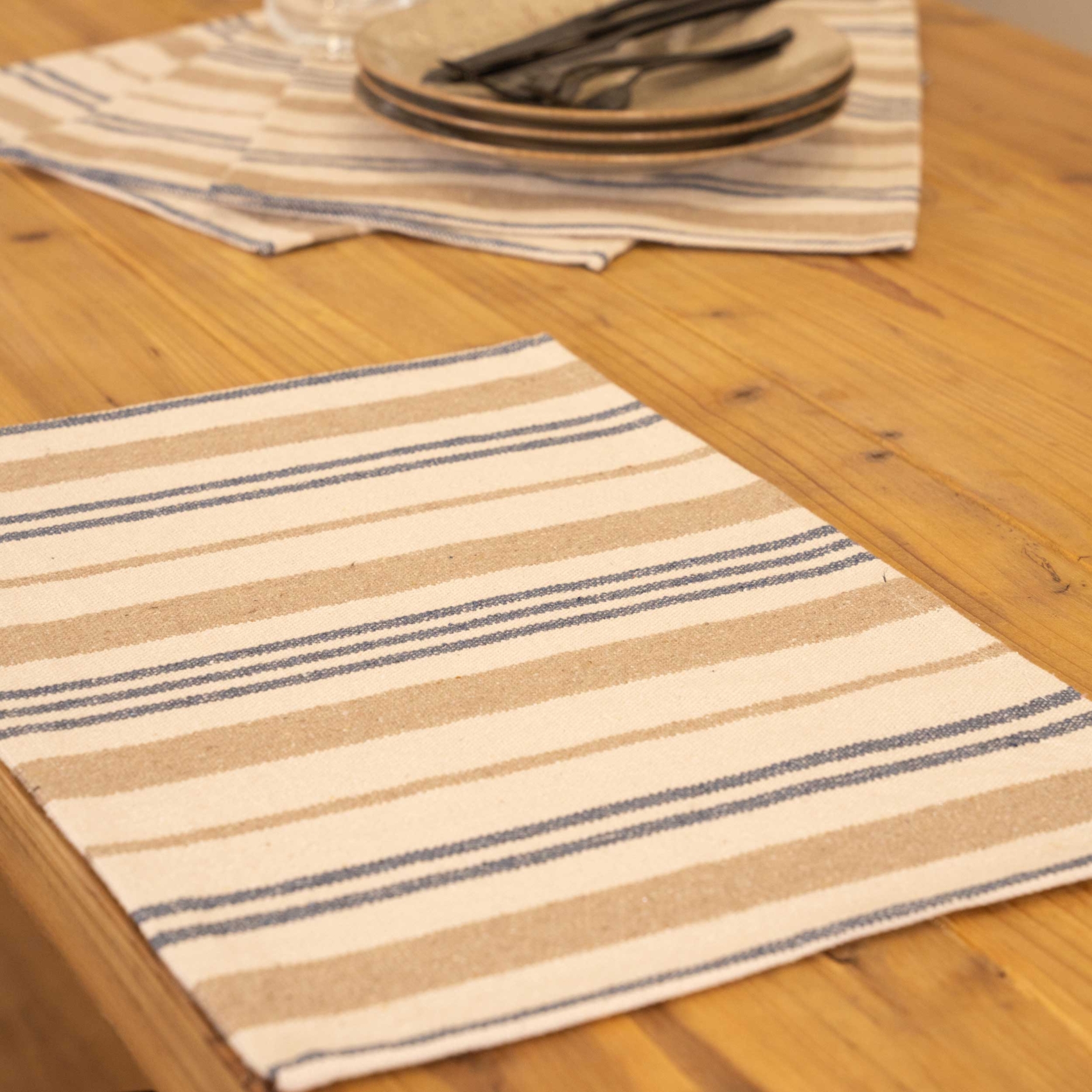 Set de table en coton épais rayures — vue 6