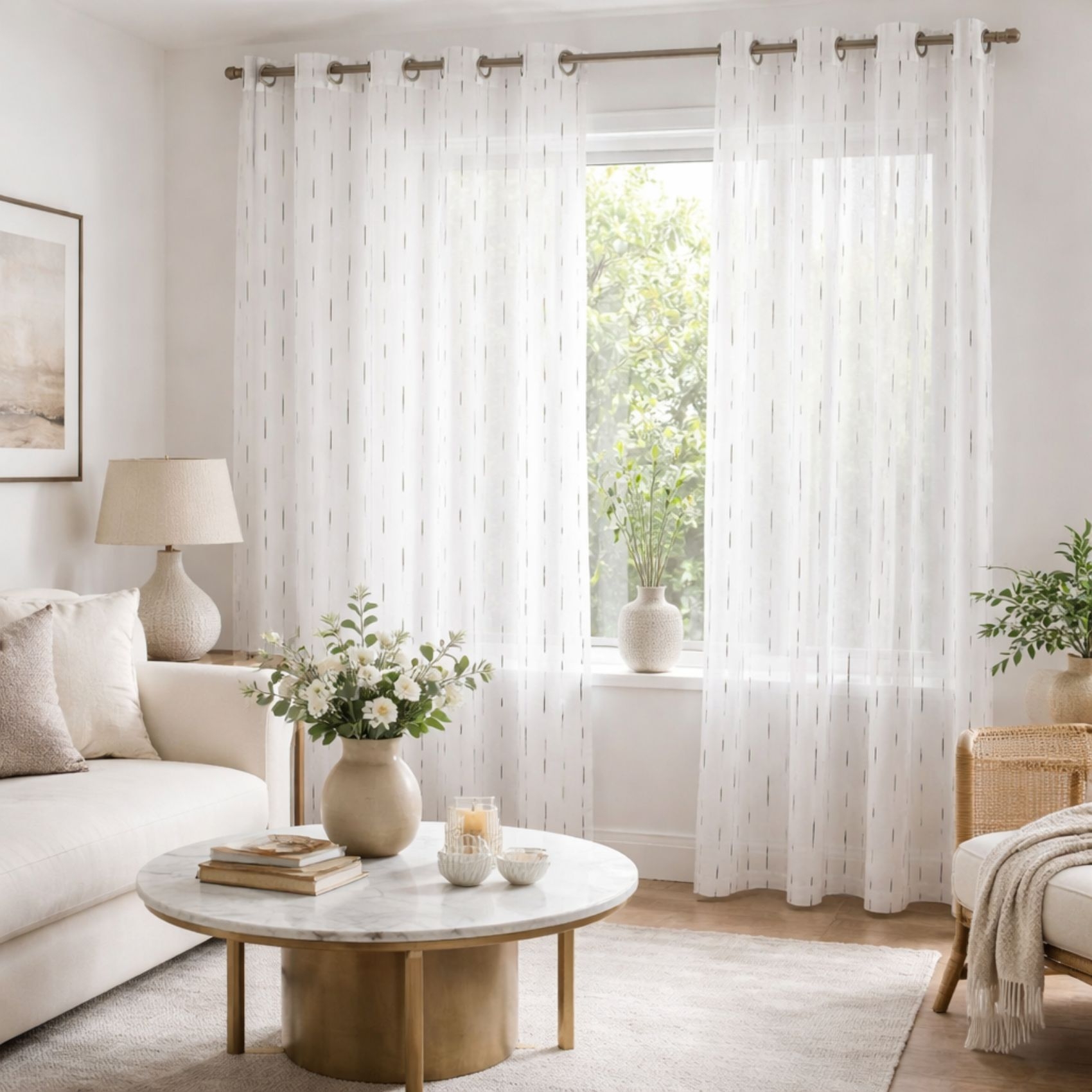 Voilage léger traits brodés — vue 5