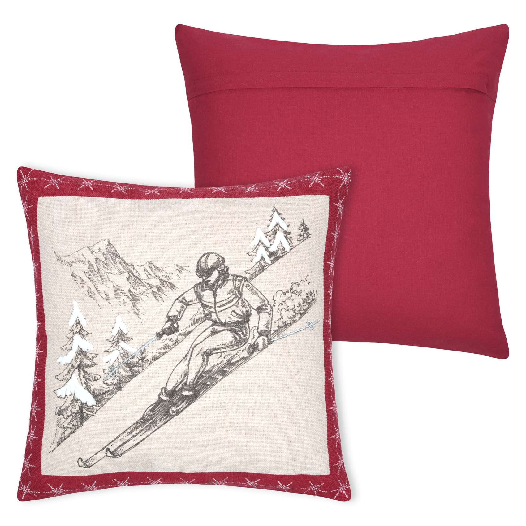 Coussin décoratif montagne ski en coton — vue 3