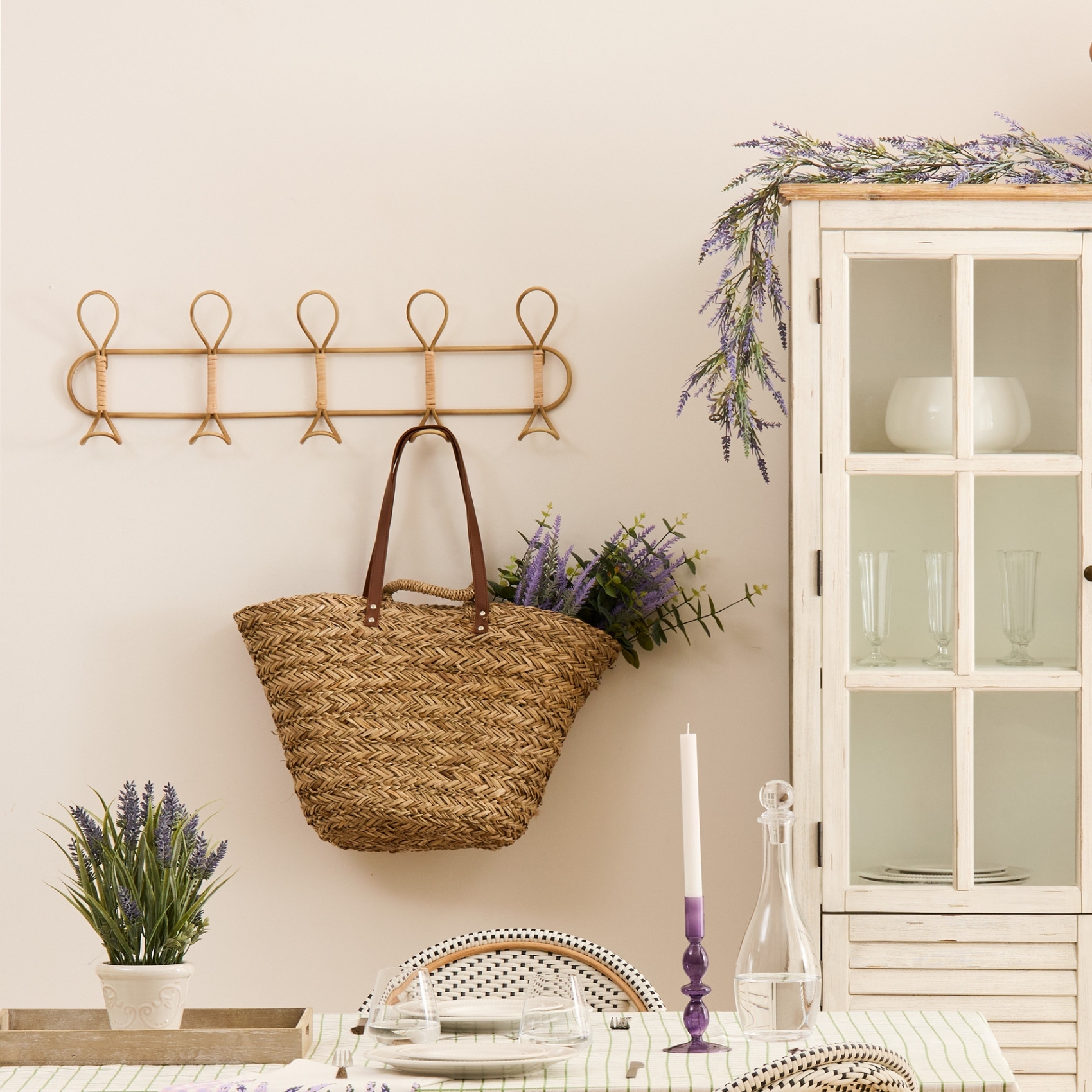 Porte Manteau effet Rotin 5 patères — vue 4