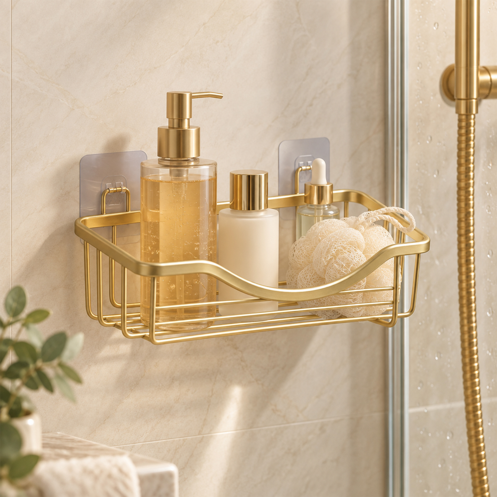 Panier de douche adhésif en aluminium filaire sans perçage — vue 4