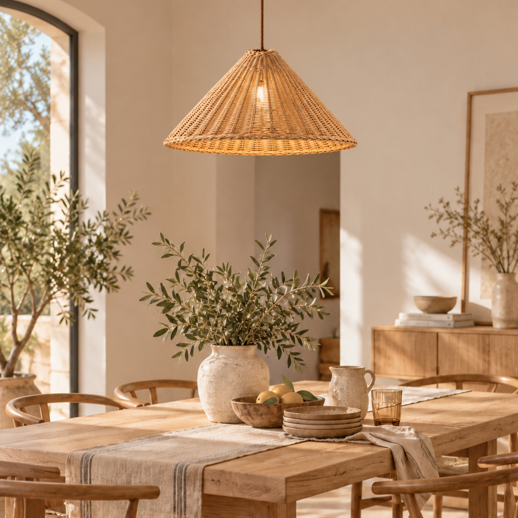 Lustre rotin tressé parasol — vue 4