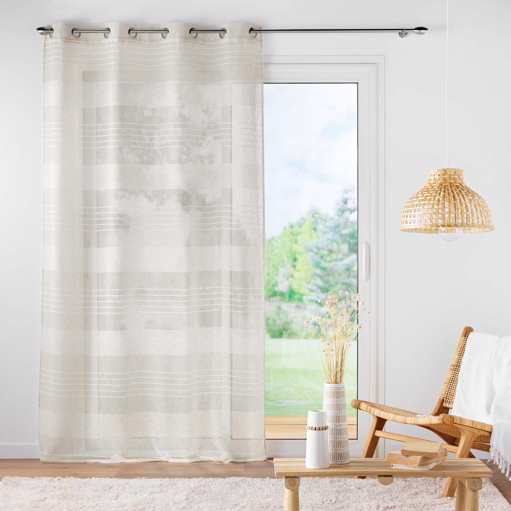 Voilage rayures horizontale seffet lin — vue 5