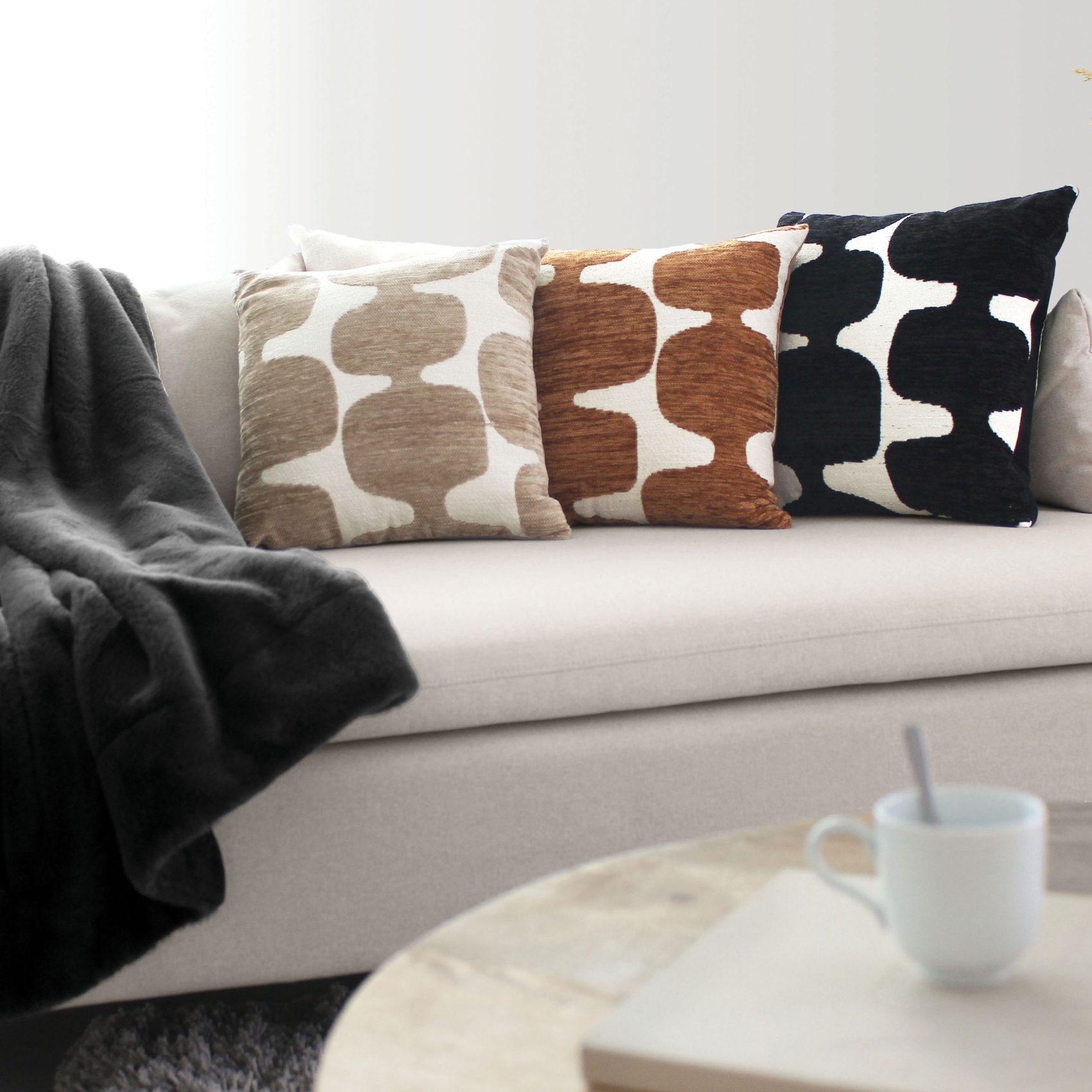 Coussin décoratif déhoussable jacquard motif moderne — vue 3