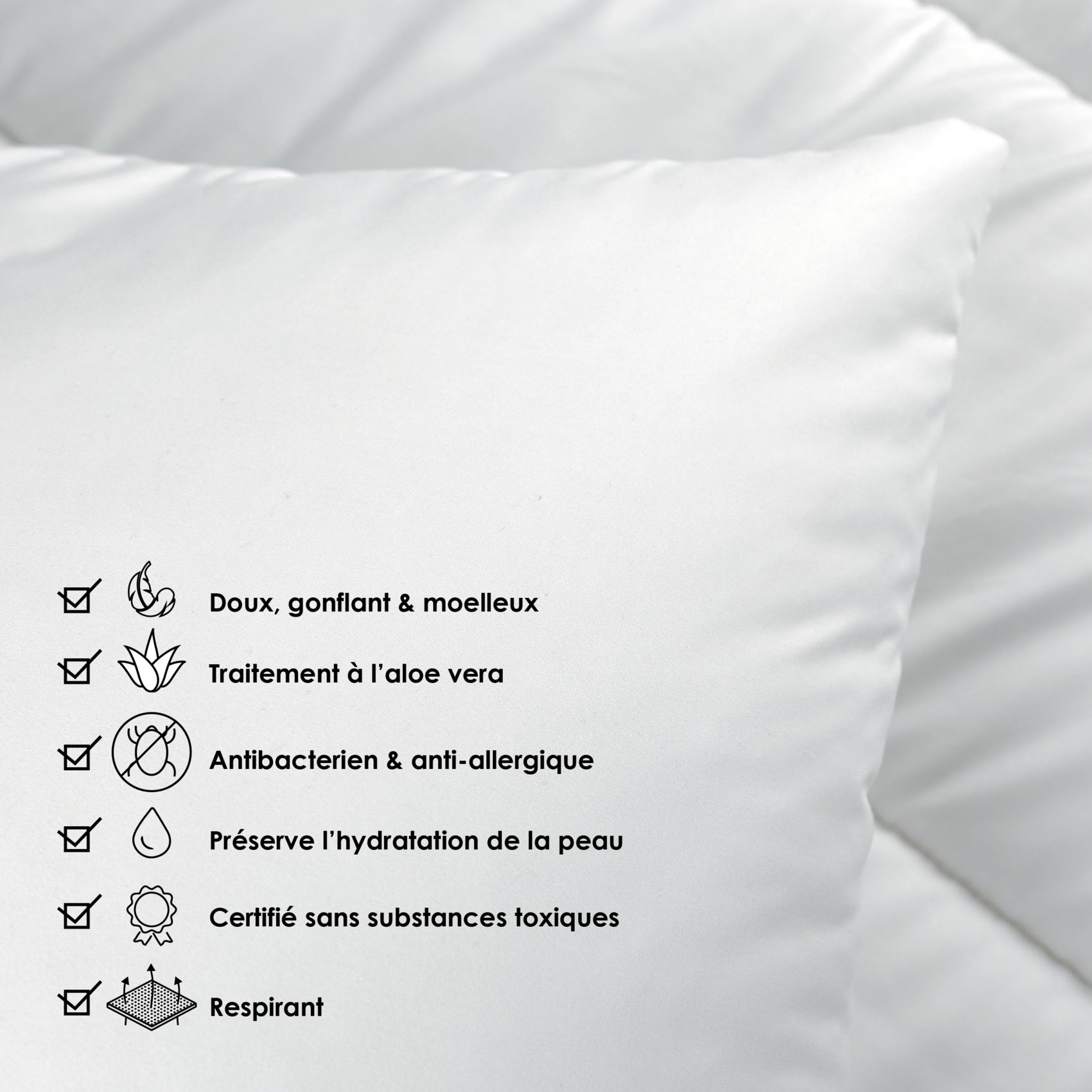 Oreiller respirant moelleux premium avec traitement anti-acarien — vue 3