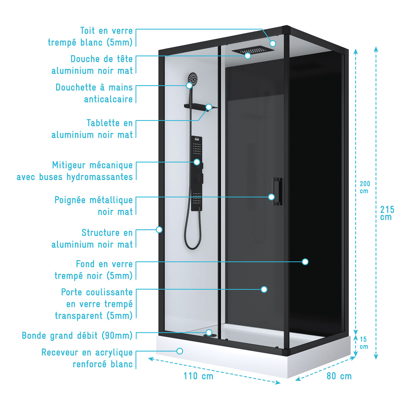 Cabine de douche rectangulaire style industrielle — vue 5