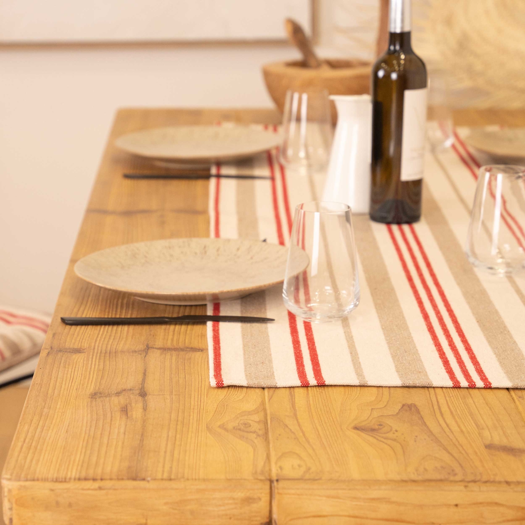 Chemin de table à rayures en coton — vue 3