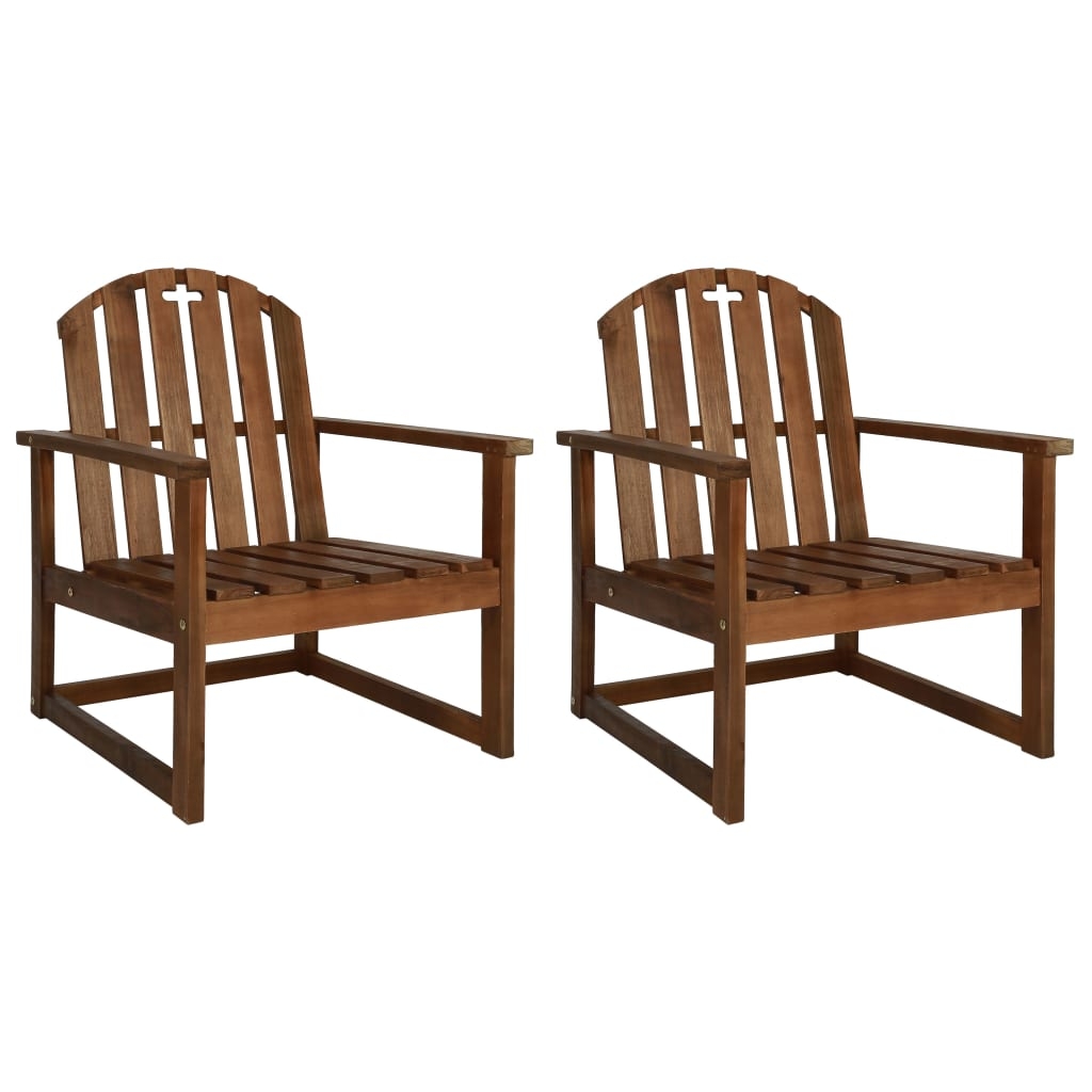 Lot de 2 chaises de jardin en bois d’acacia avec accoudoirs