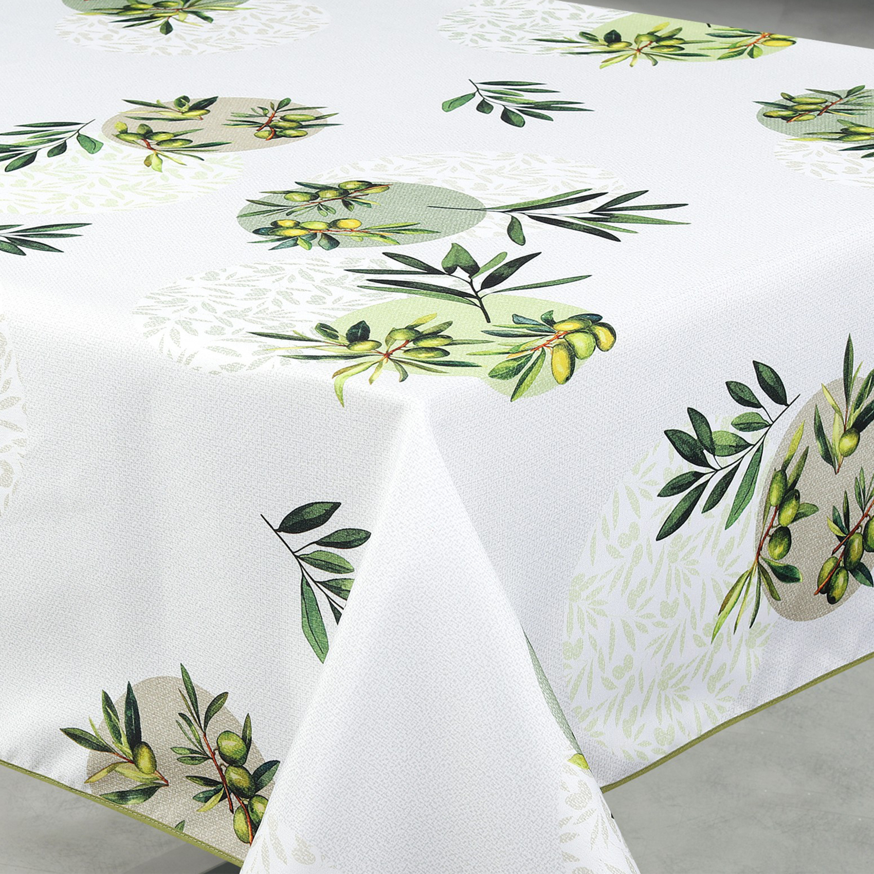 Nappe anti-tâche rectangulaire motif olive — vue 3